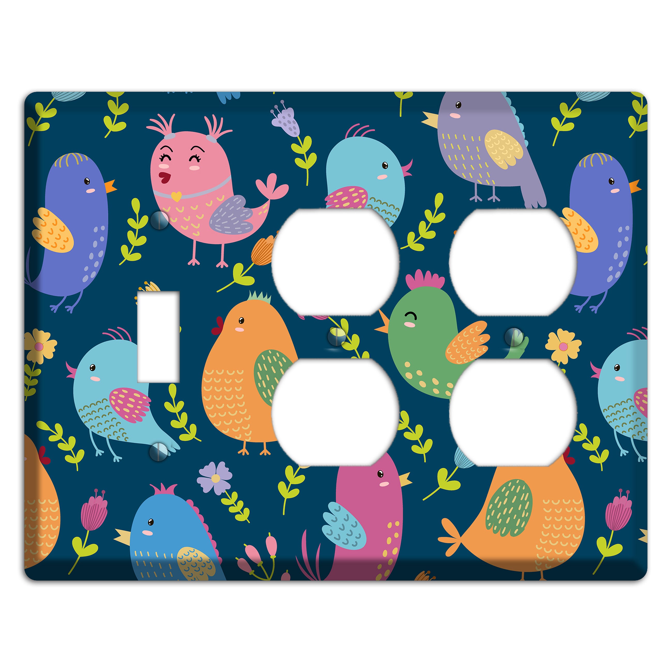 Jungle Chorus (Navy) Toggle / 2 Duplex Wallplate