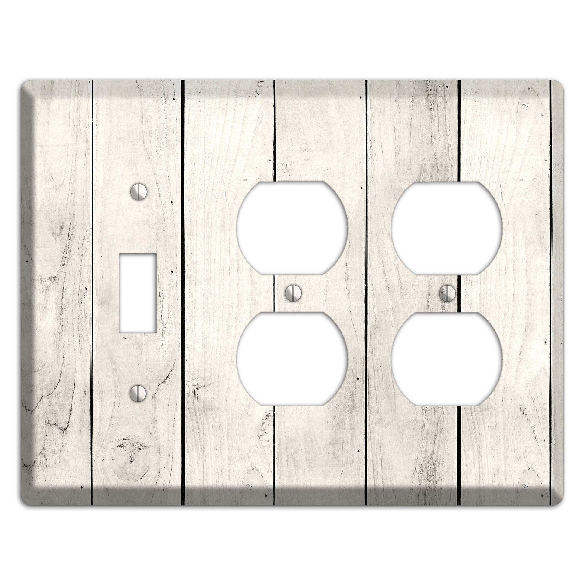 Whitewashed Planks Toggle / 2 Duplex Wallplate