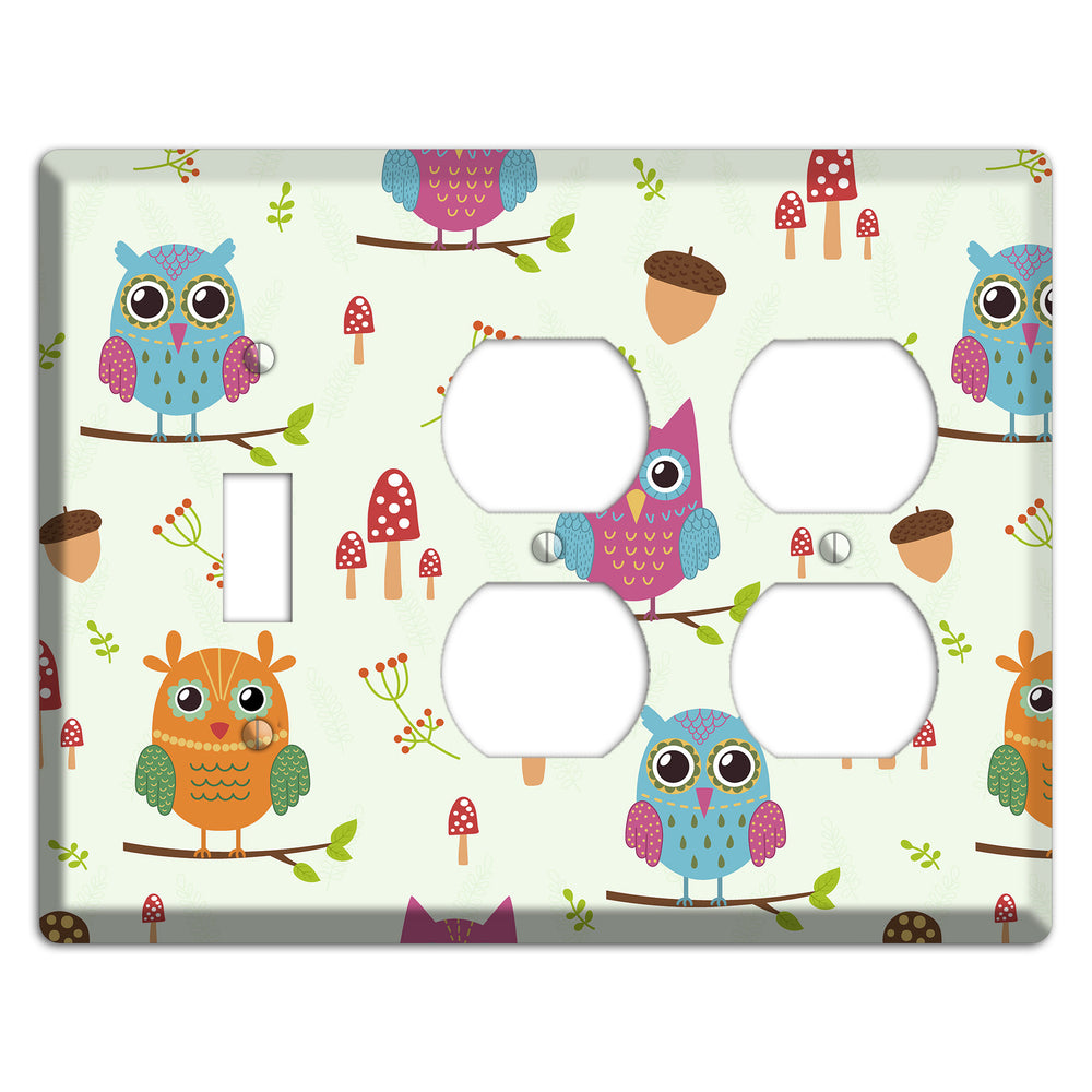 Forest Owls (Mint) Toggle / 2 Duplex Wallplate