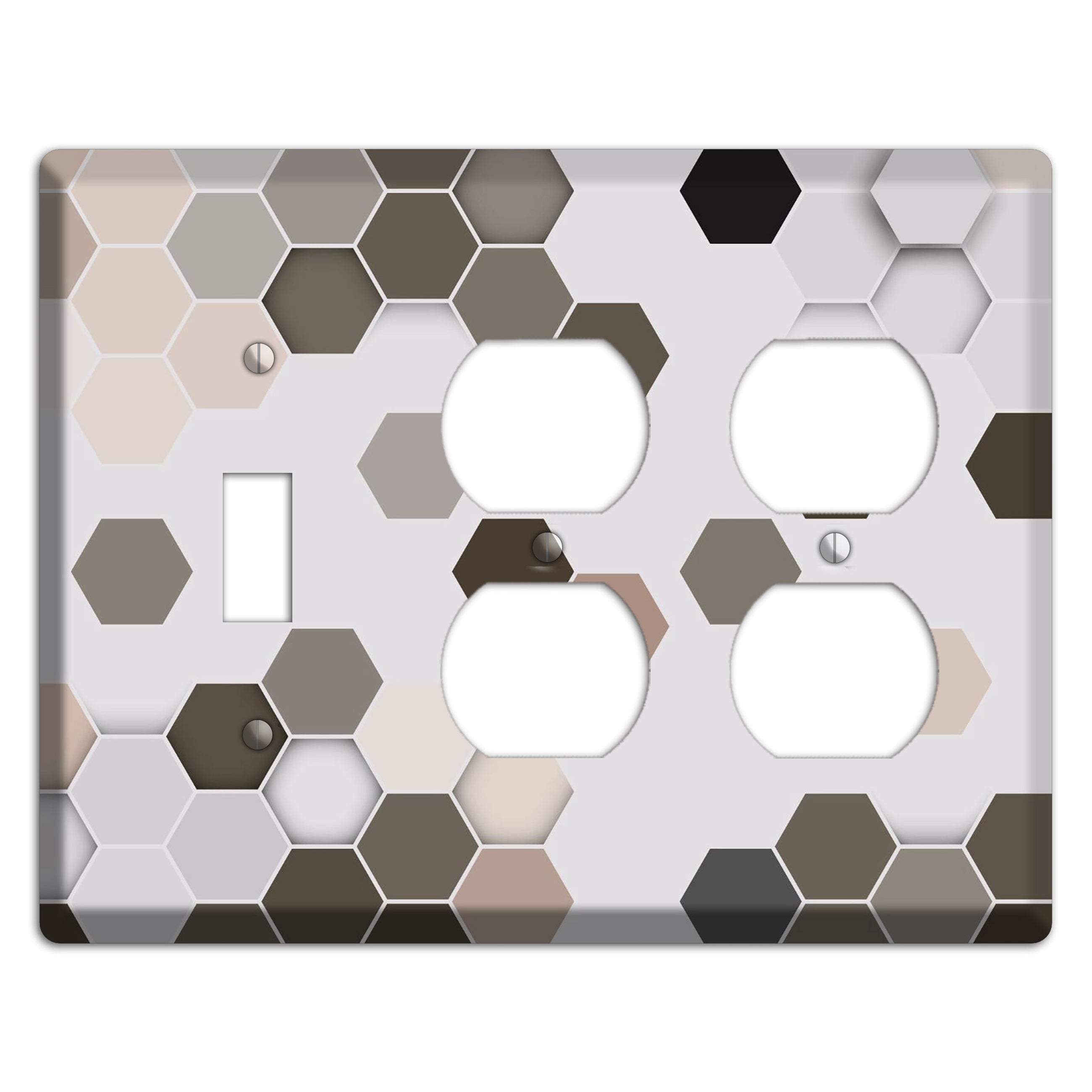 Hex Grid – Cool Slate Toggle / 2 Duplex Wallplate