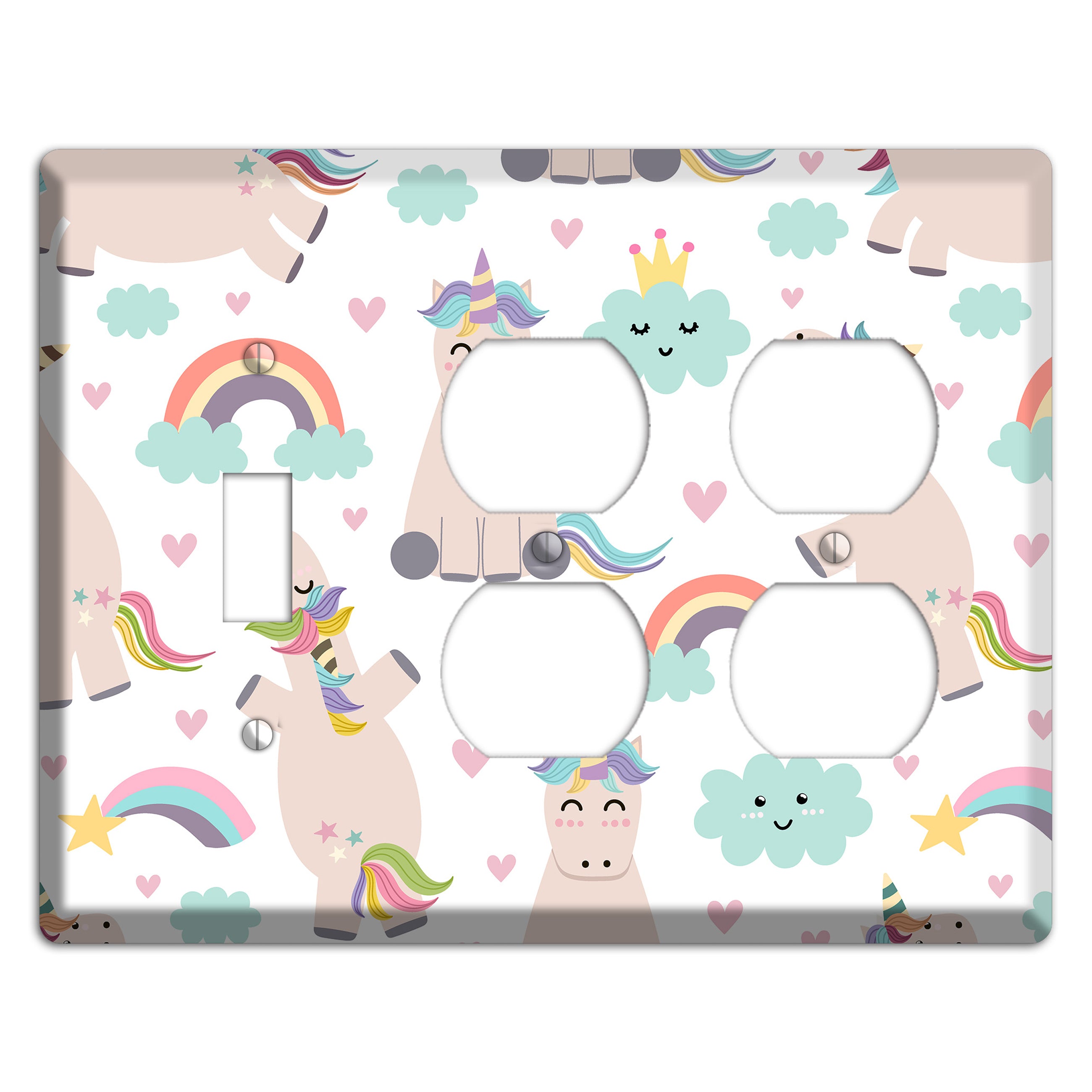 Rainbow Cloud Herd Toggle / 2 Duplex Wallplate
