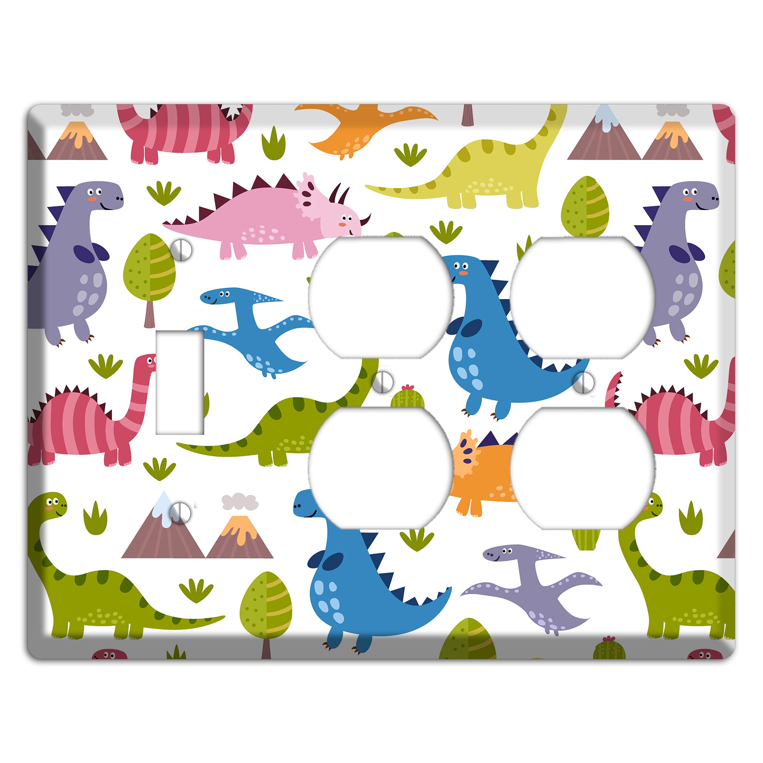 Dino Friends (Bright) Toggle / 2 Duplex Wallplate