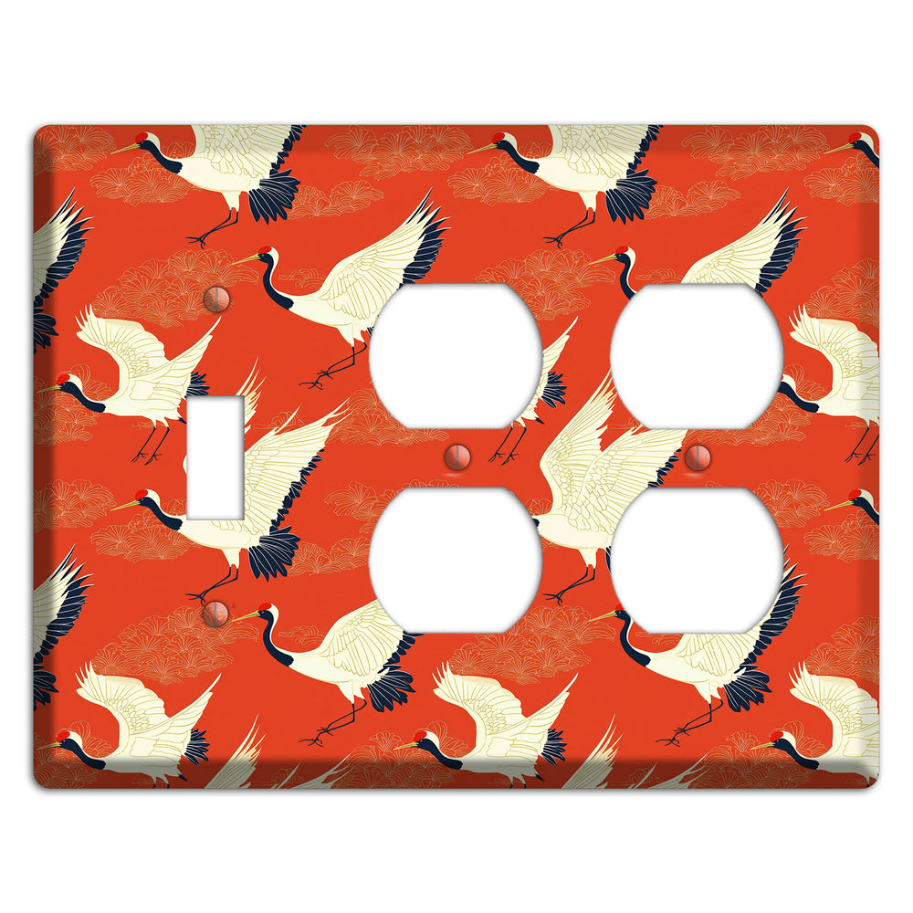 Vermillion Crane Flight Toggle / 2 Duplex Wallplate
