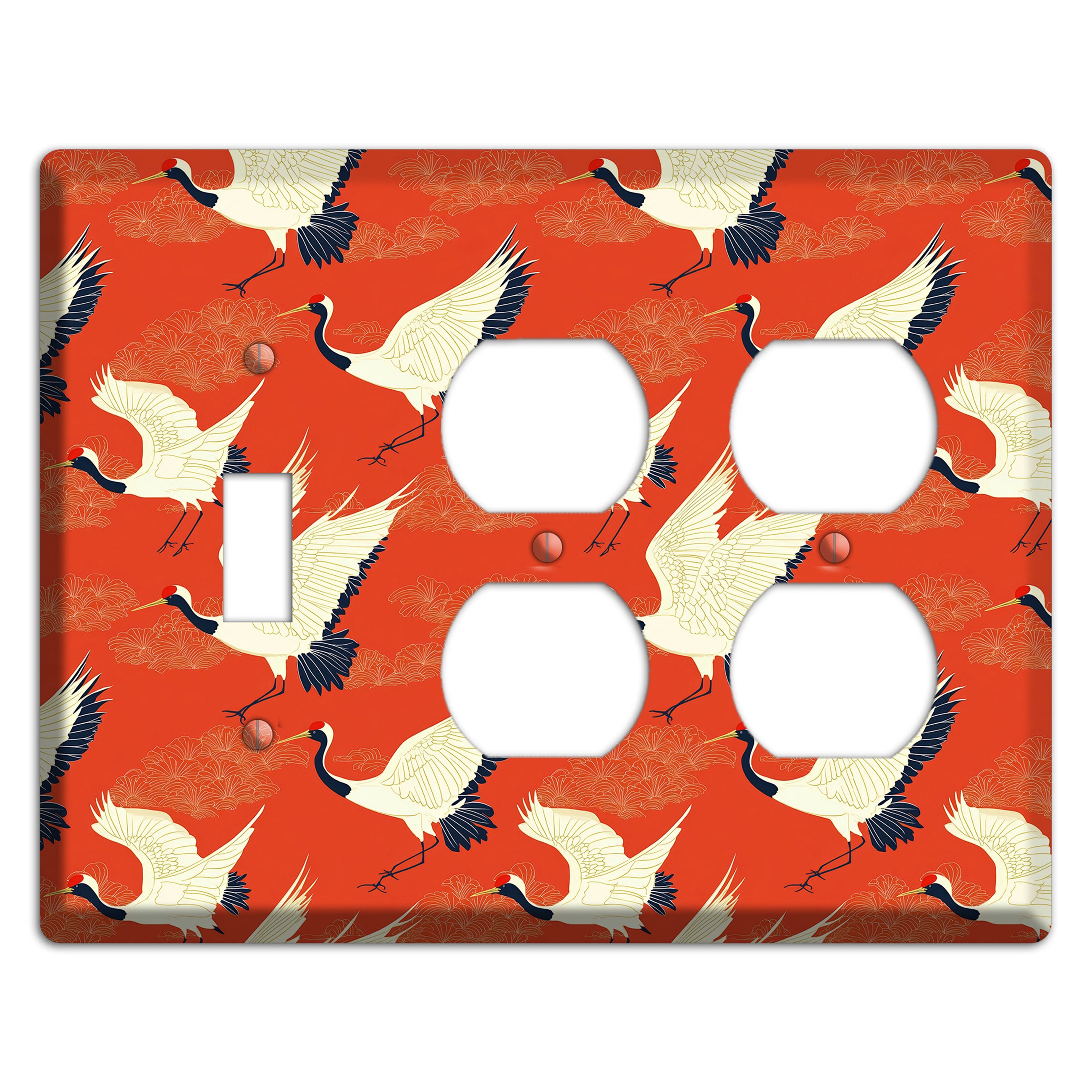 Vermillion Crane Flight Toggle / 2 Duplex Wallplate