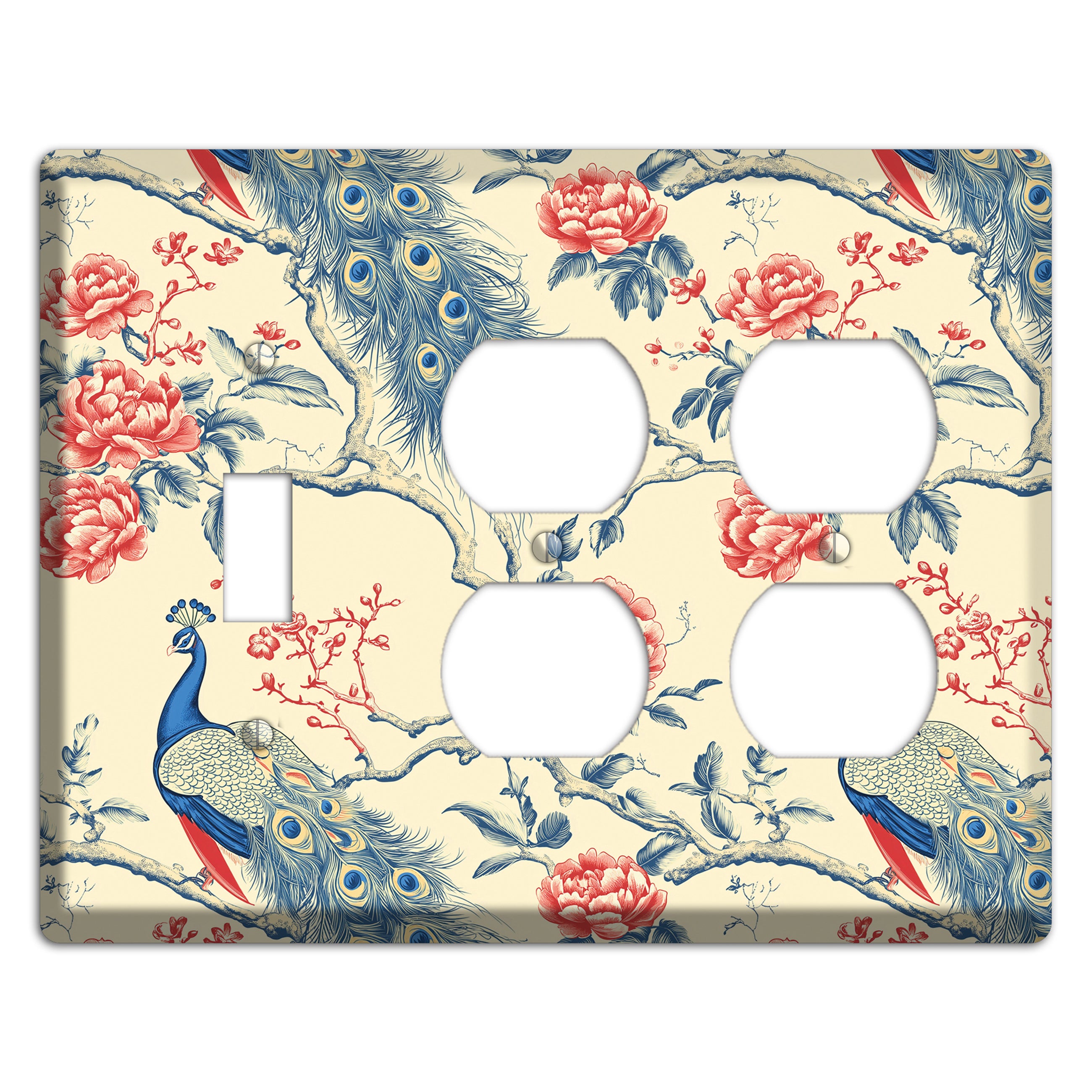 Peacock & Peony Toggle / 2 Duplex Wallplate
