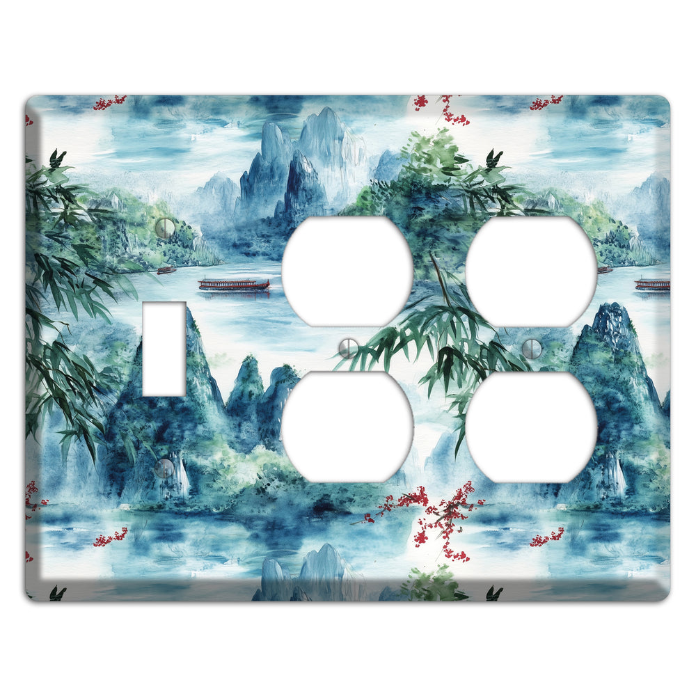 River Mist Ascending Toggle / 2 Duplex Wallplate