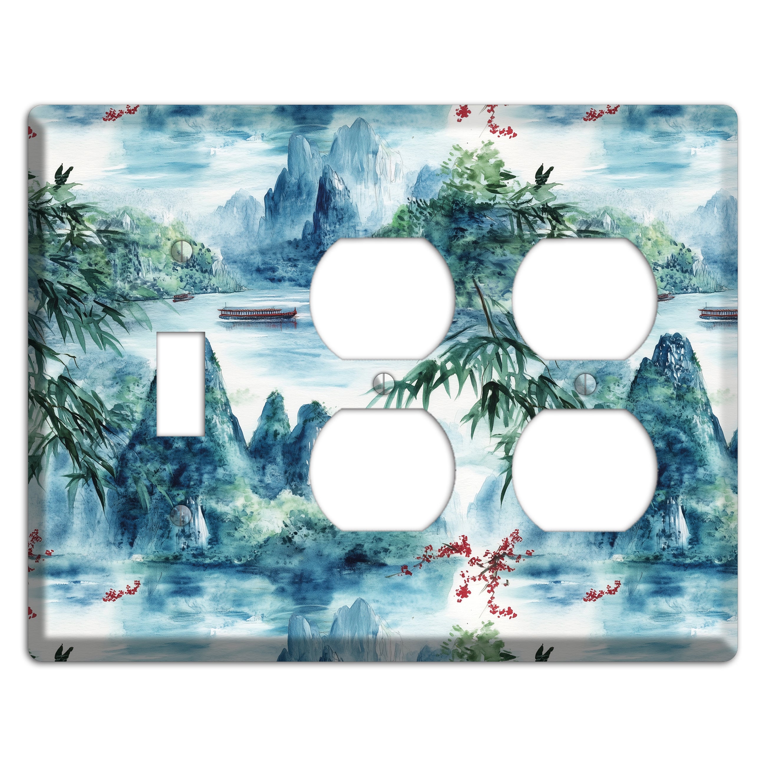 River Mist Ascending Toggle / 2 Duplex Wallplate