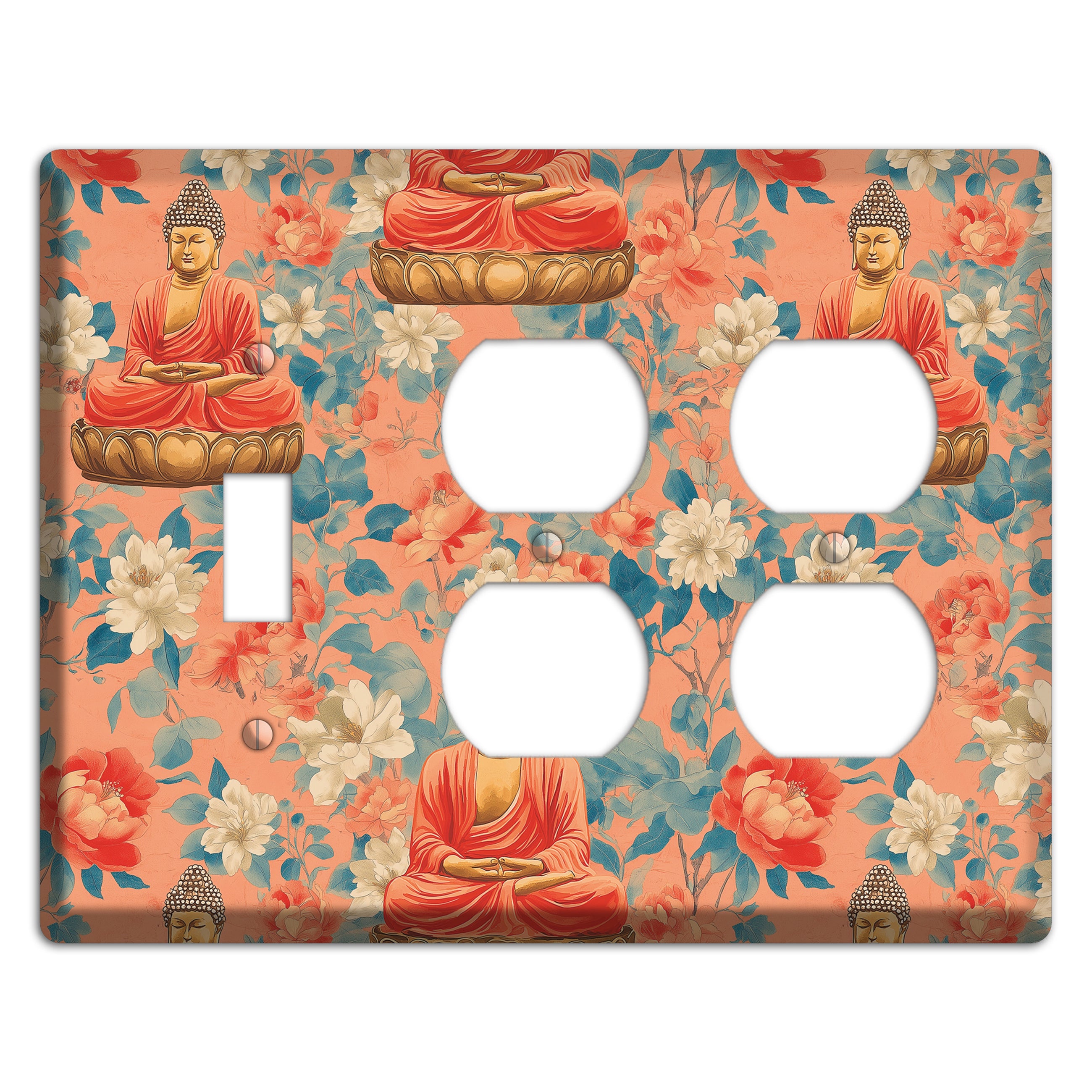 Lotus & Coral Toggle / 2 Duplex Wallplate