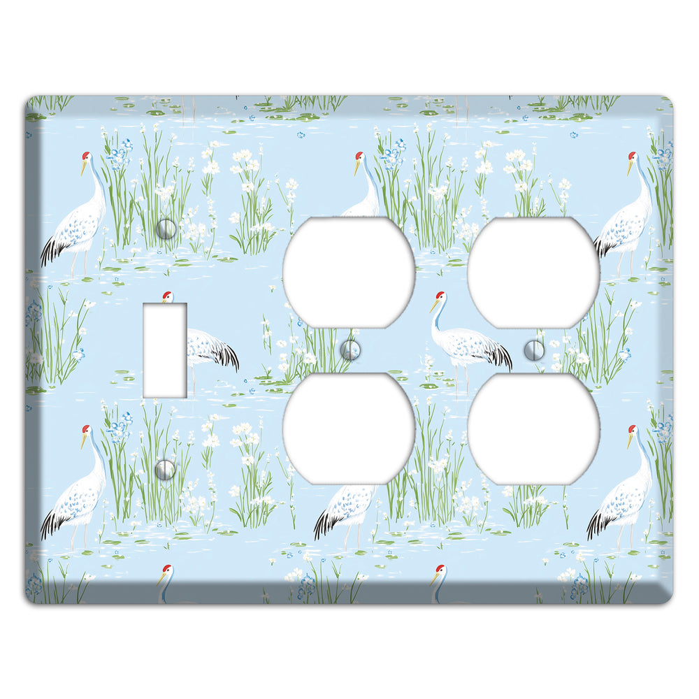 Azure Crane Sanctuary Toggle / 2 Duplex Wallplate