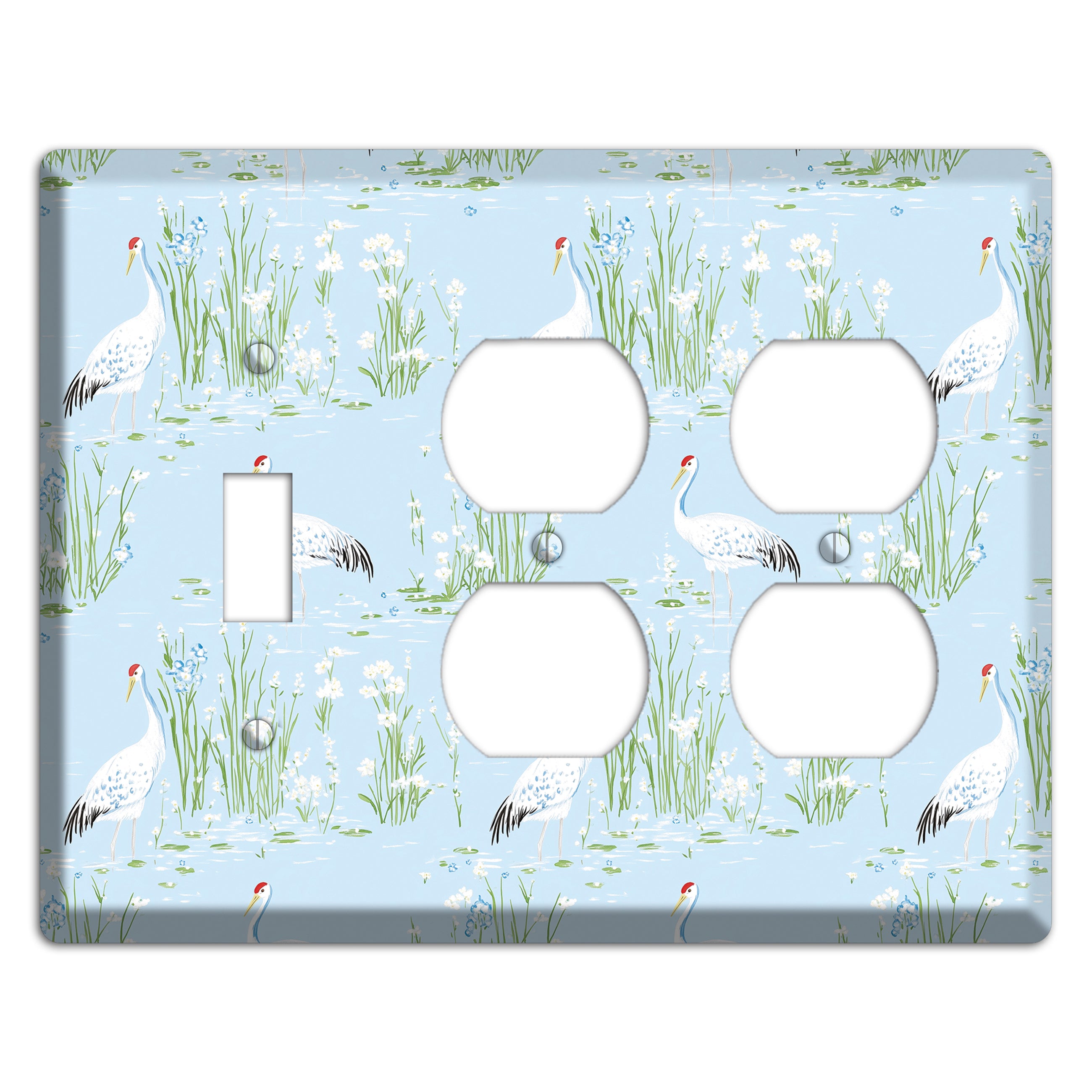 Azure Crane Sanctuary Toggle / 2 Duplex Wallplate