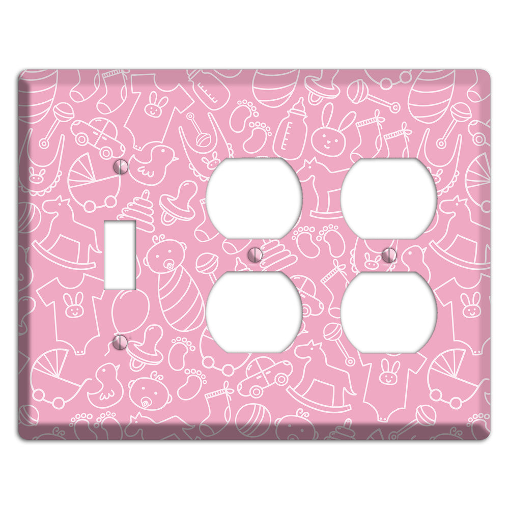 Line Art Baby Pink Toggle / 2 Duplex Wallplate