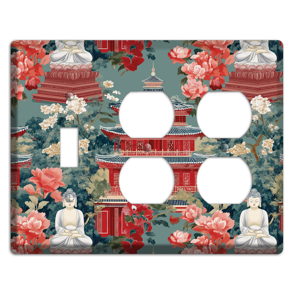 Lotus Temple Garden Toggle / 2 Duplex Wallplate