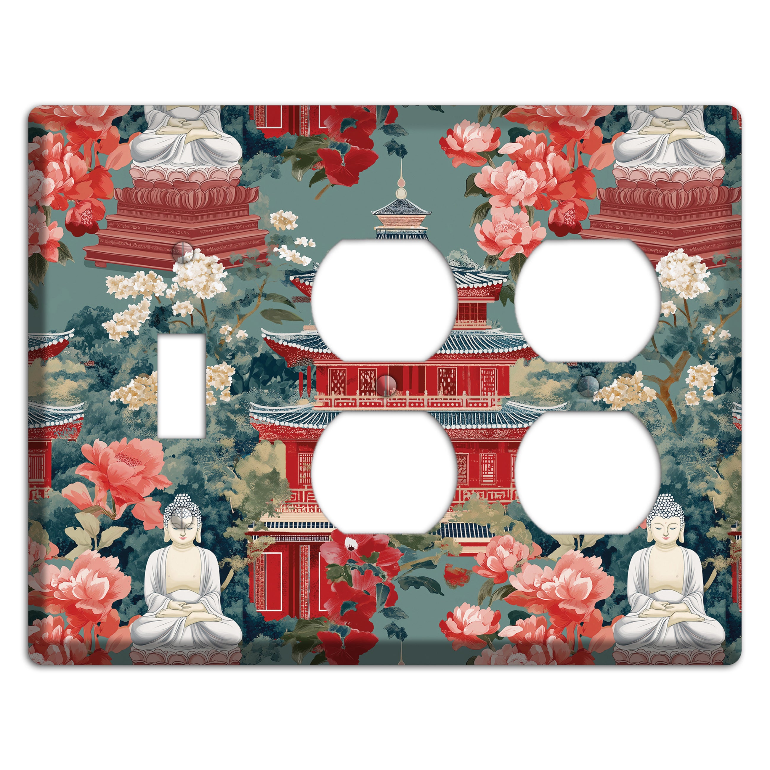 Lotus Temple Garden Toggle / 2 Duplex Wallplate