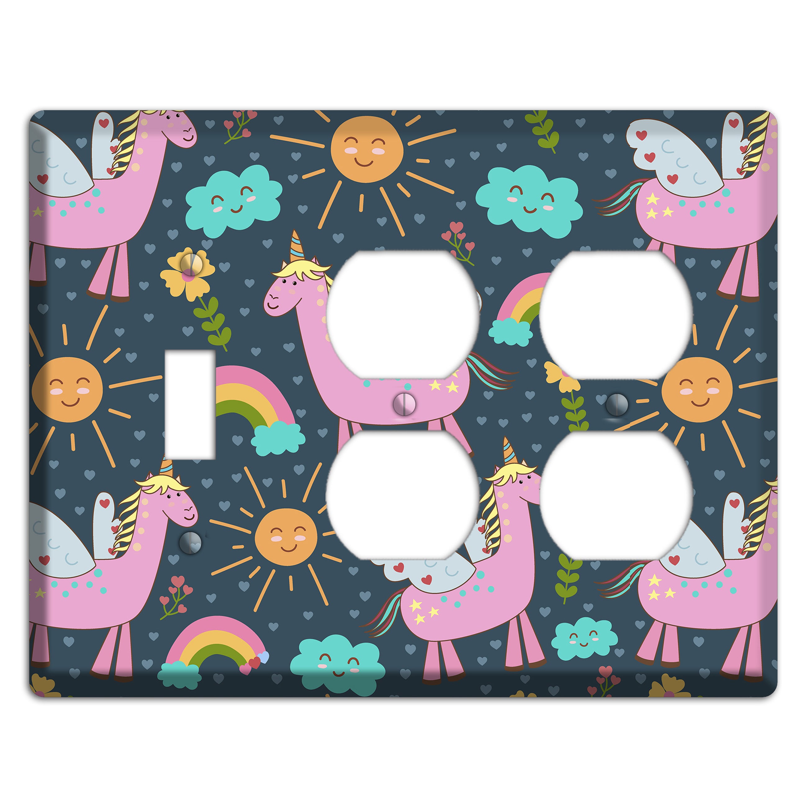 Magic Meadow (Navy) Toggle / 2 Duplex Wallplate