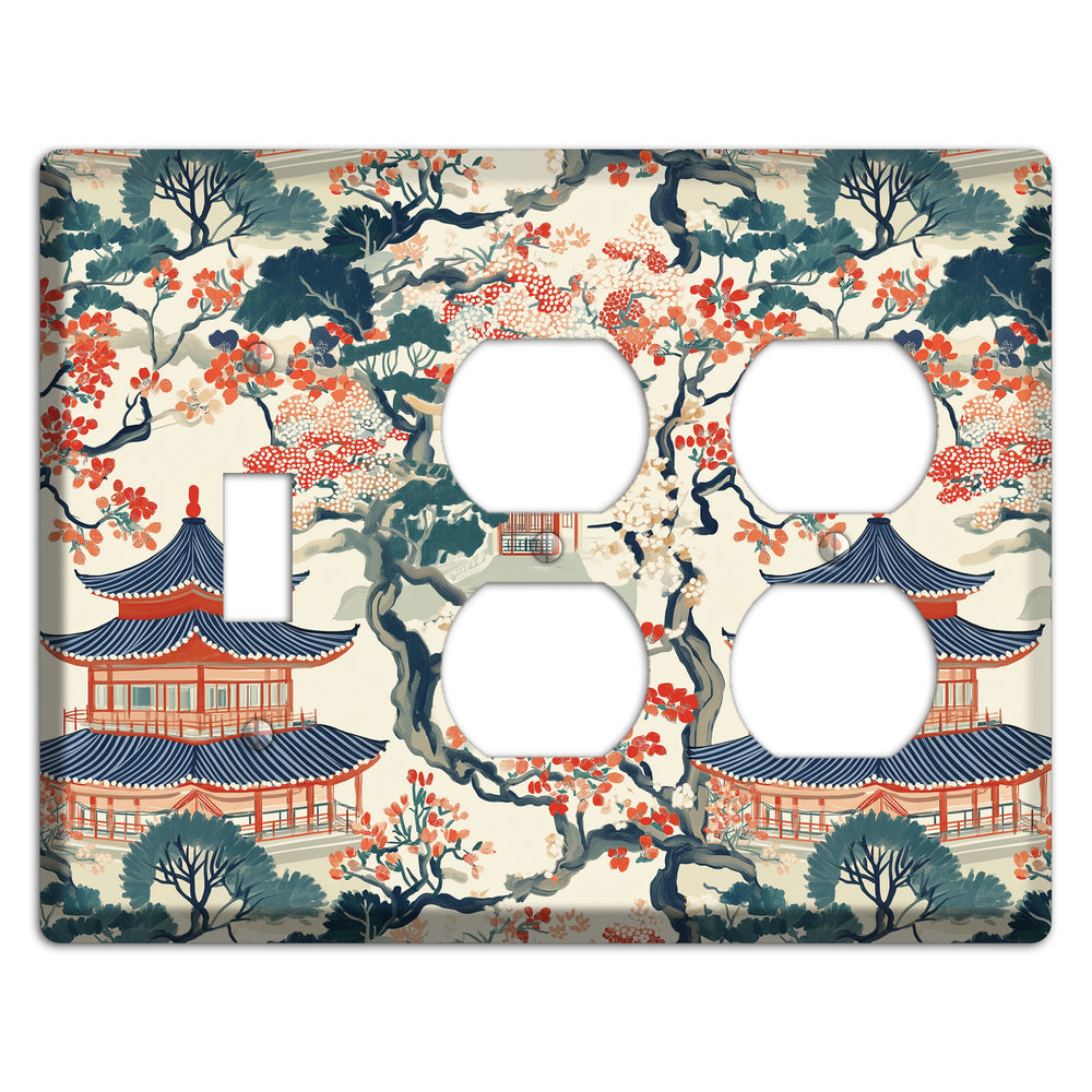 Blossom & Pagoda Toggle / 2 Duplex Wallplate