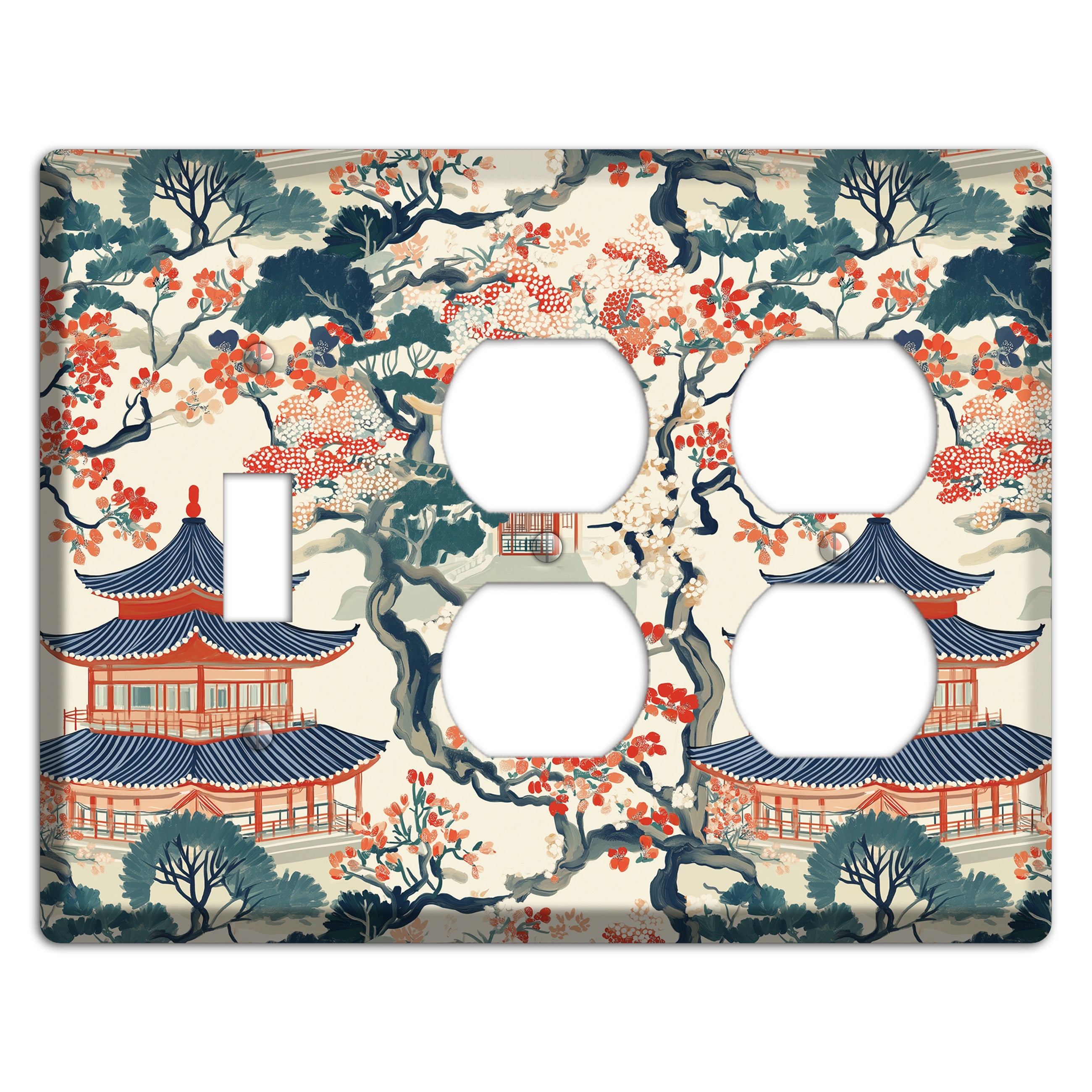 Blossom & Pagoda Toggle / 2 Duplex Wallplate