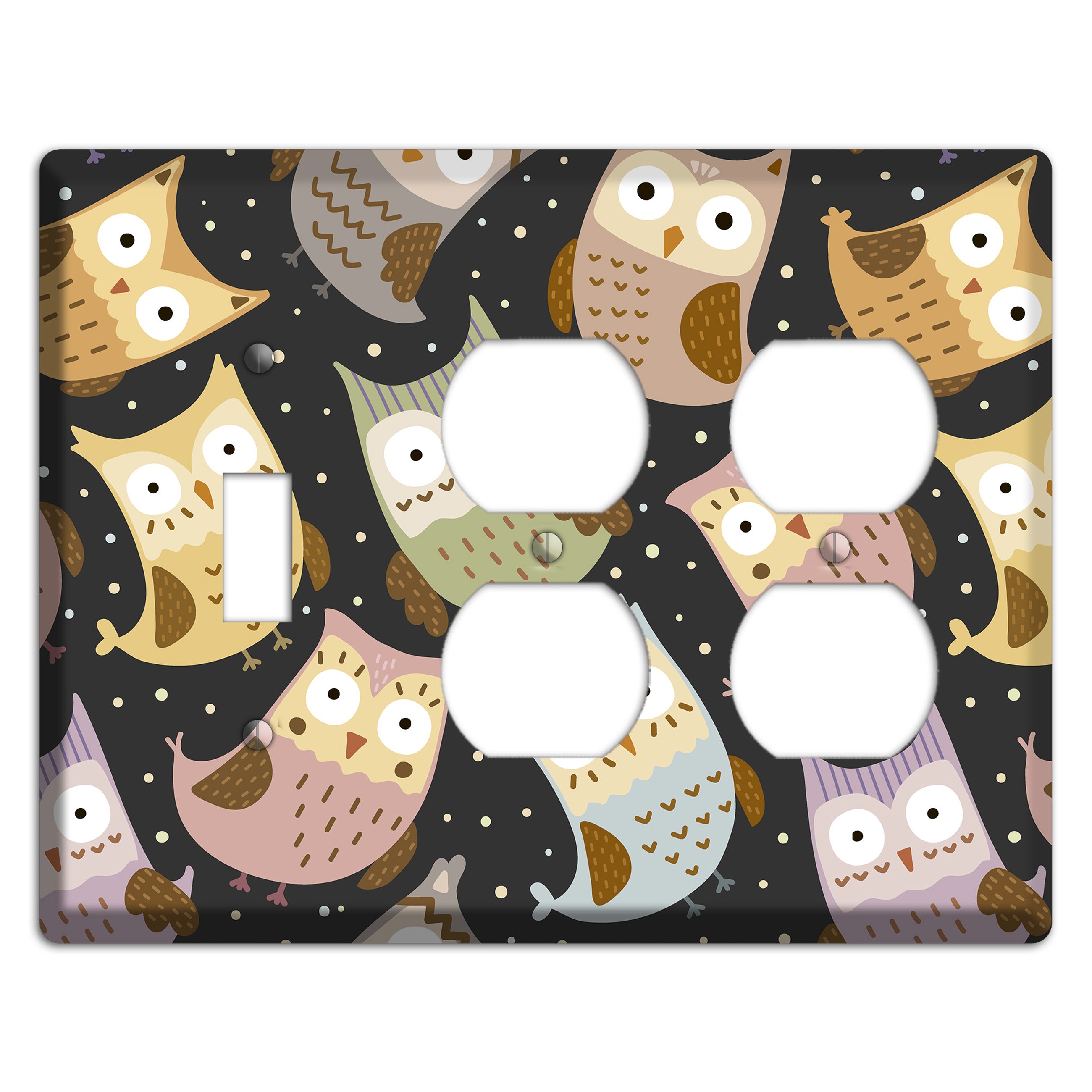 Sleepy Owls (Charcoal) Toggle / 2 Duplex Wallplate