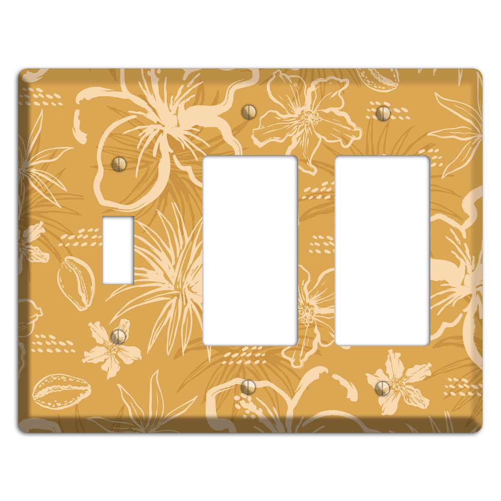 Golden Hibiscus Drift Toggle / 2 Rocker Wallplate