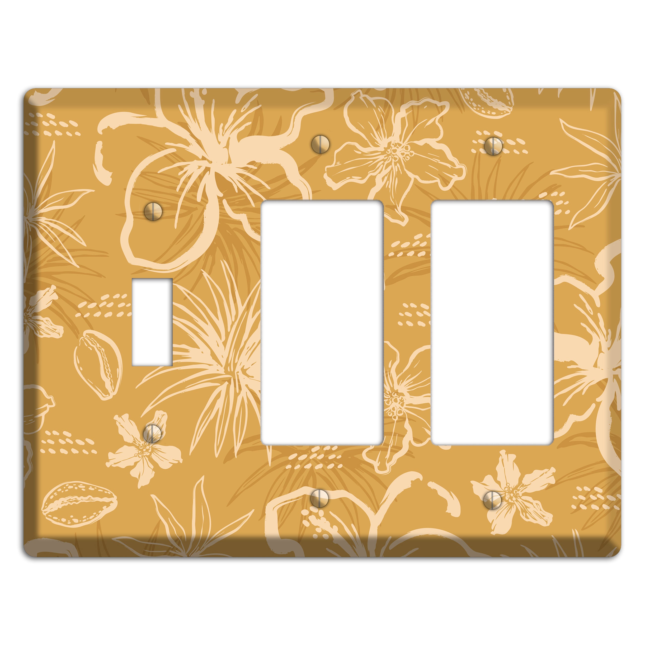 Golden Hibiscus Drift Toggle / 2 Rocker Wallplate