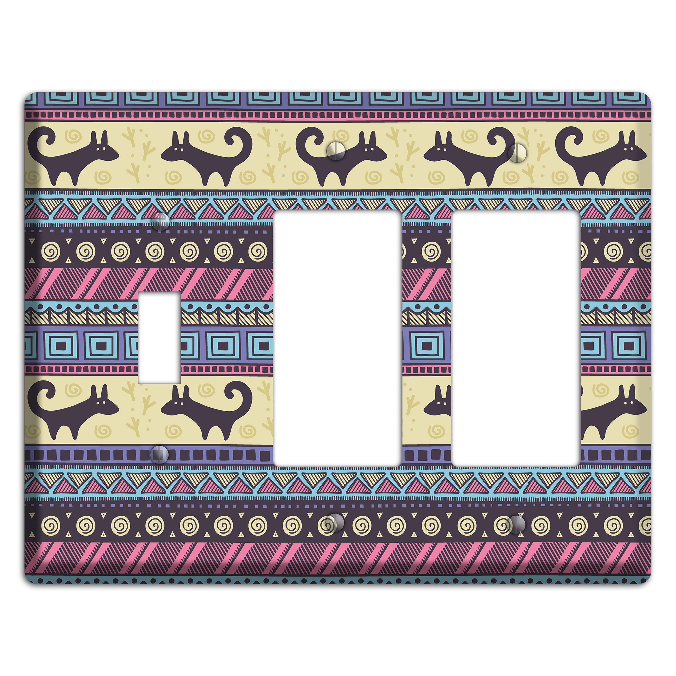Folk Fox Stripes Toggle / 2 Rocker Wallplate