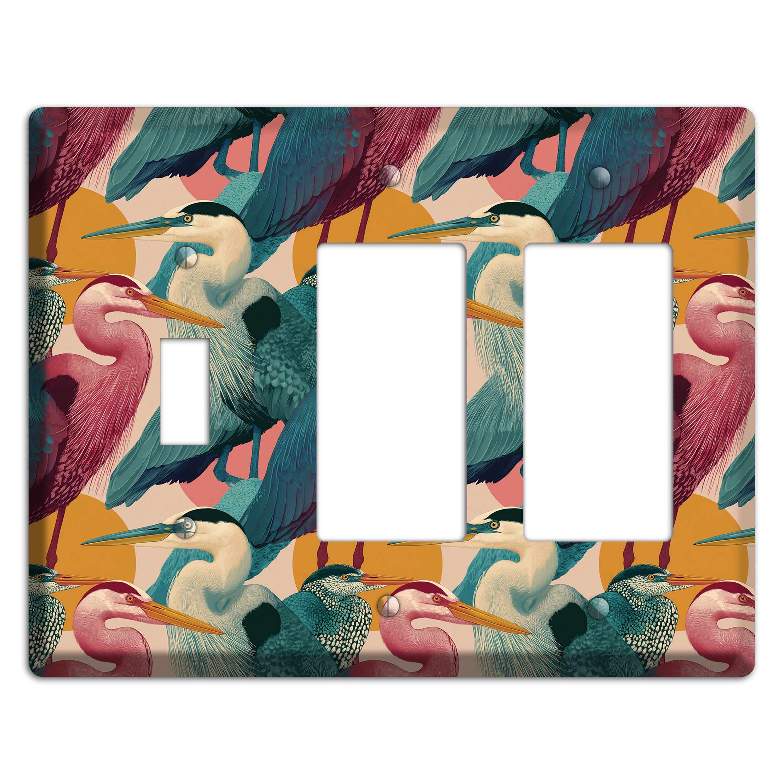 Teal Heron Mosaic Toggle / 2 Rocker Wallplate