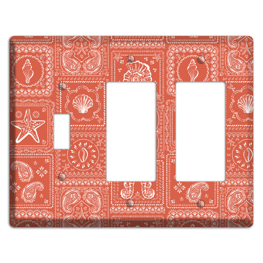 Terracotta Shell Patchwork Toggle / 2 Rocker Wallplate