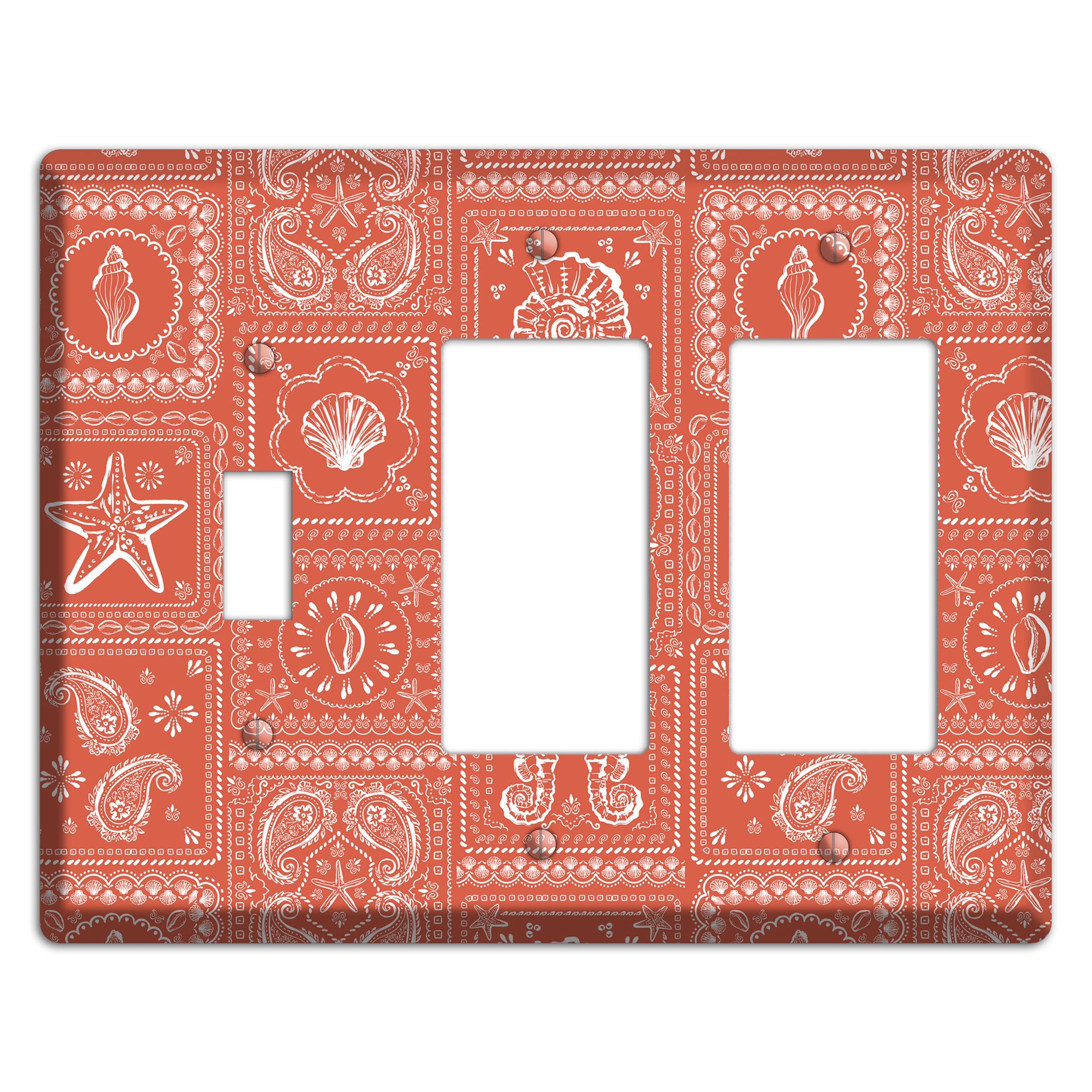 Terracotta Shell Patchwork Toggle / 2 Rocker Wallplate