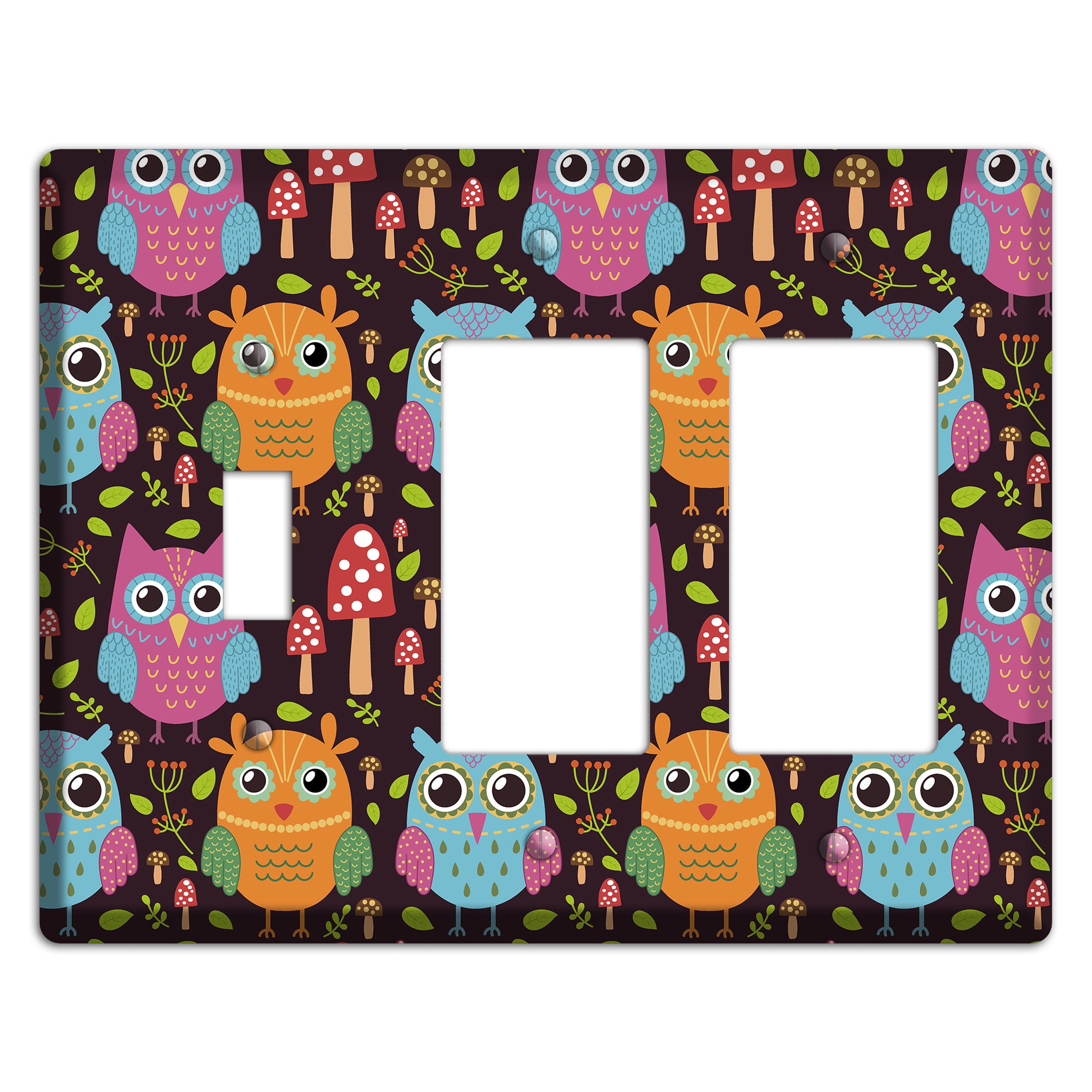 Bright Forest Owls Toggle / 2 Rocker Wallplate