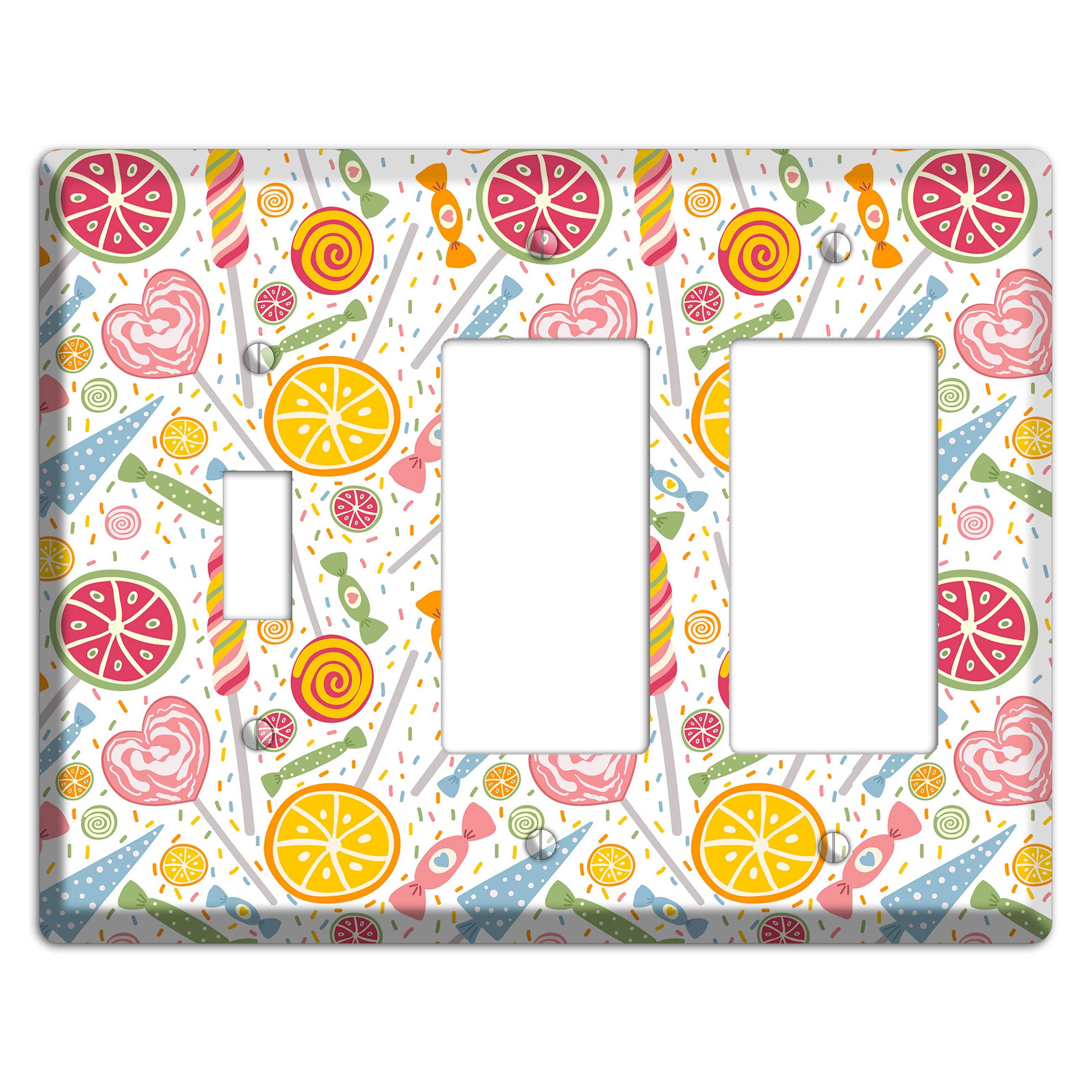 Candy Carnival (White) Toggle / 2 Rocker Wallplate