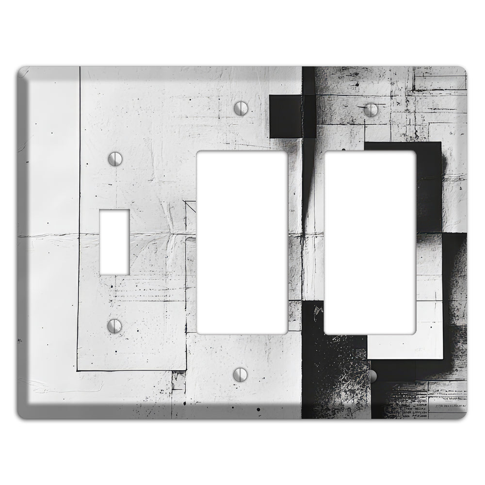 Fractured Blueprint Drift Toggle / 2 Rocker Wallplate