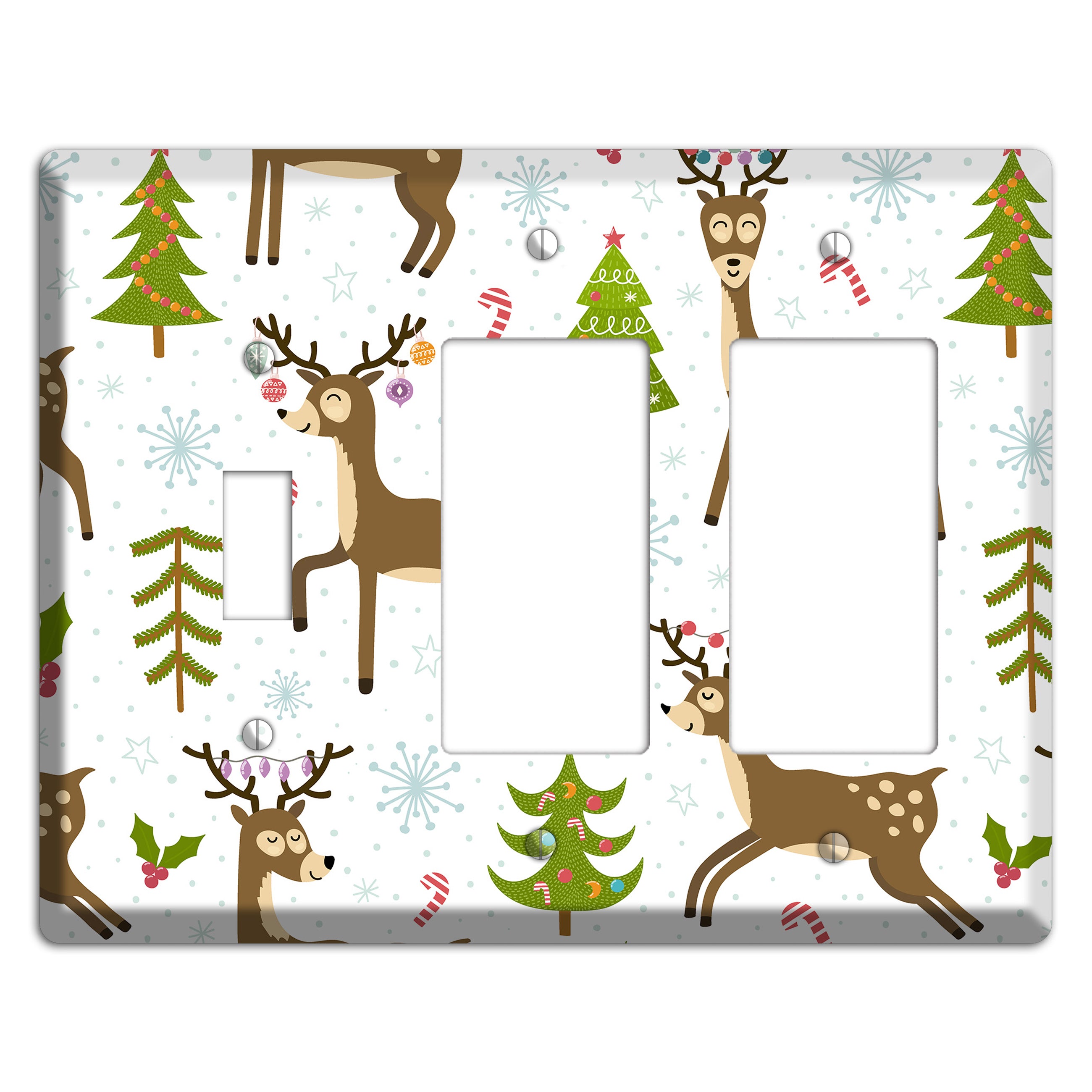 Reindeer Parade (White) Toggle / 2 Rocker Wallplate