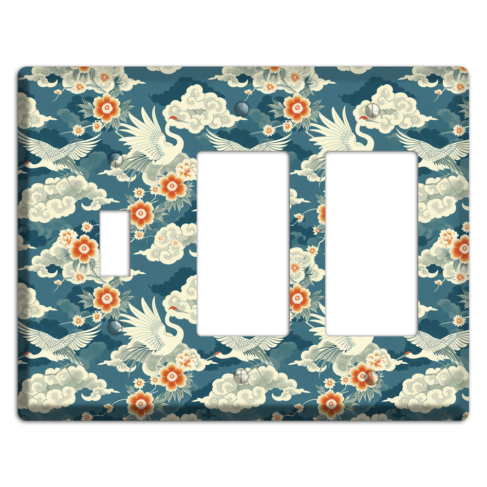 Teal Crane Ascendant Toggle / 2 Rocker Wallplate