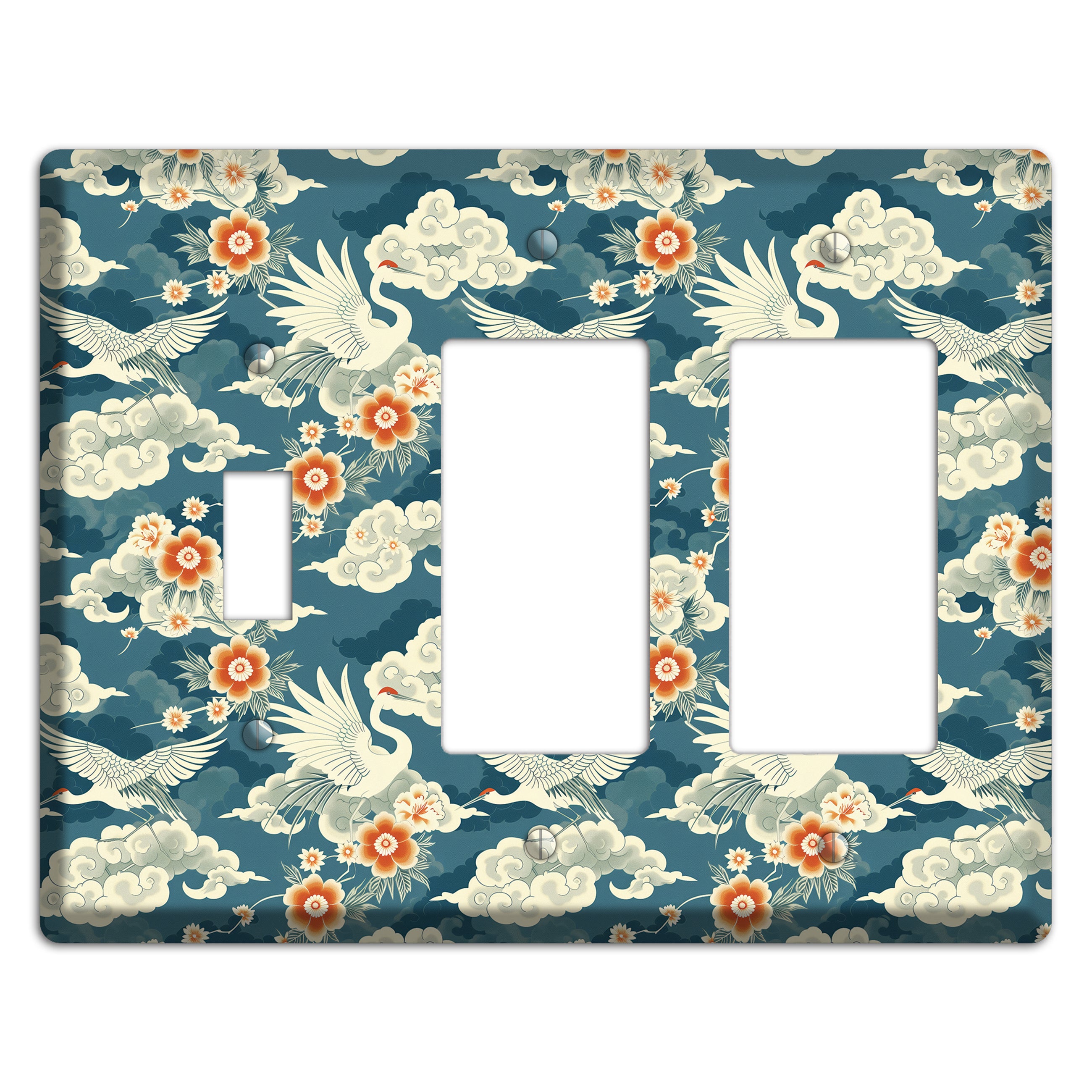 Teal Crane Ascendant Toggle / 2 Rocker Wallplate