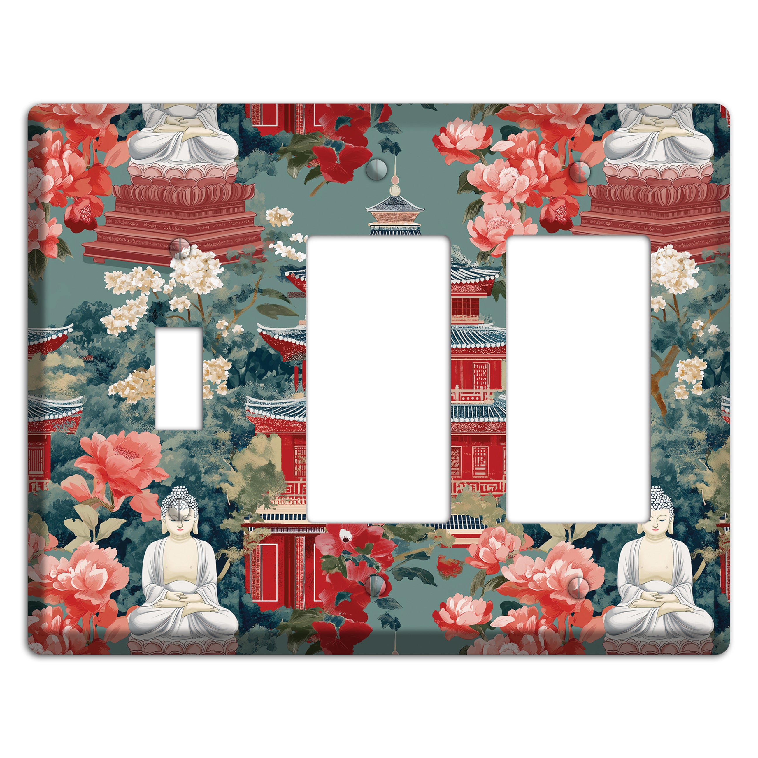 Lotus Temple Garden Toggle / 2 Rocker Wallplate