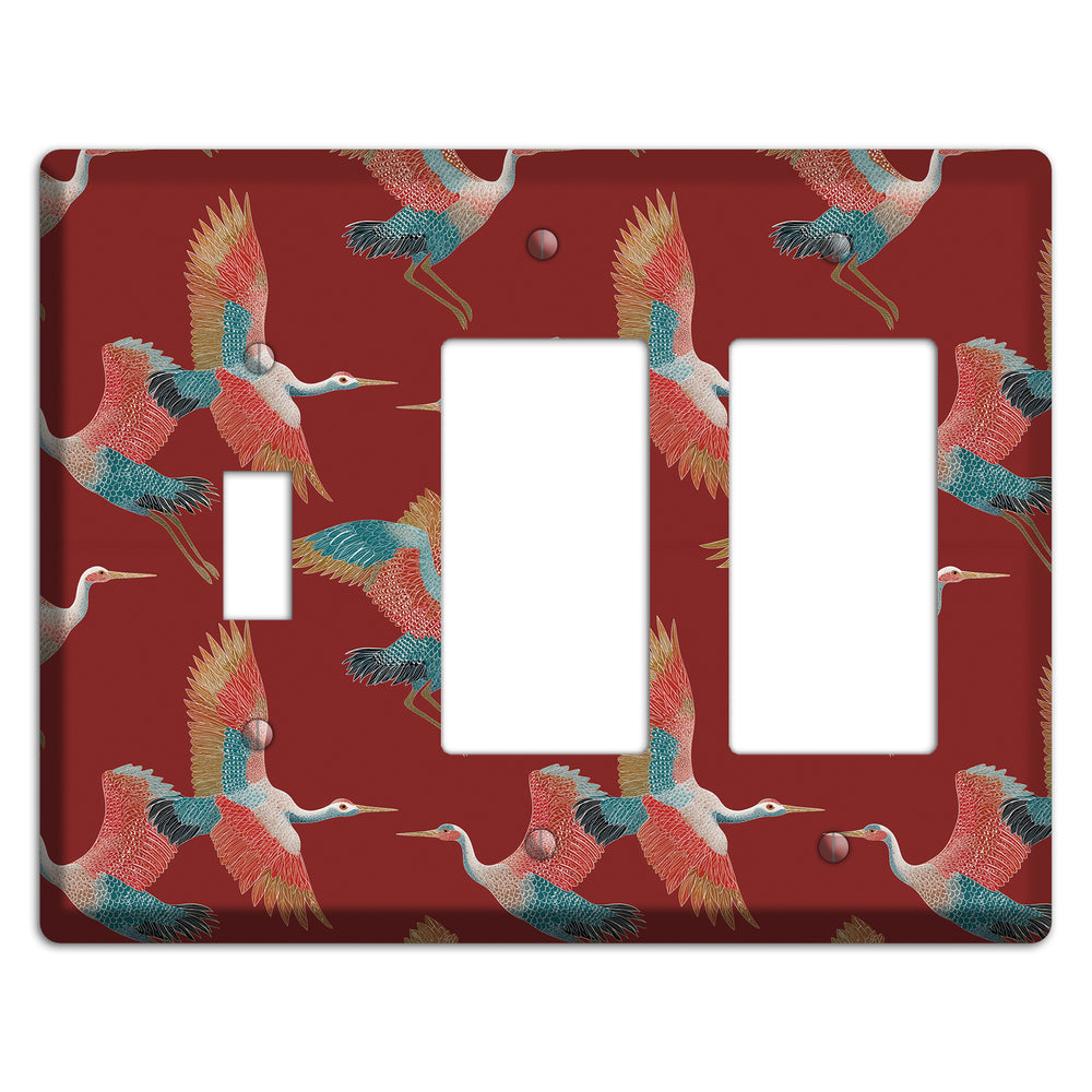 Crimson Heron Dance Toggle / 2 Rocker Wallplate