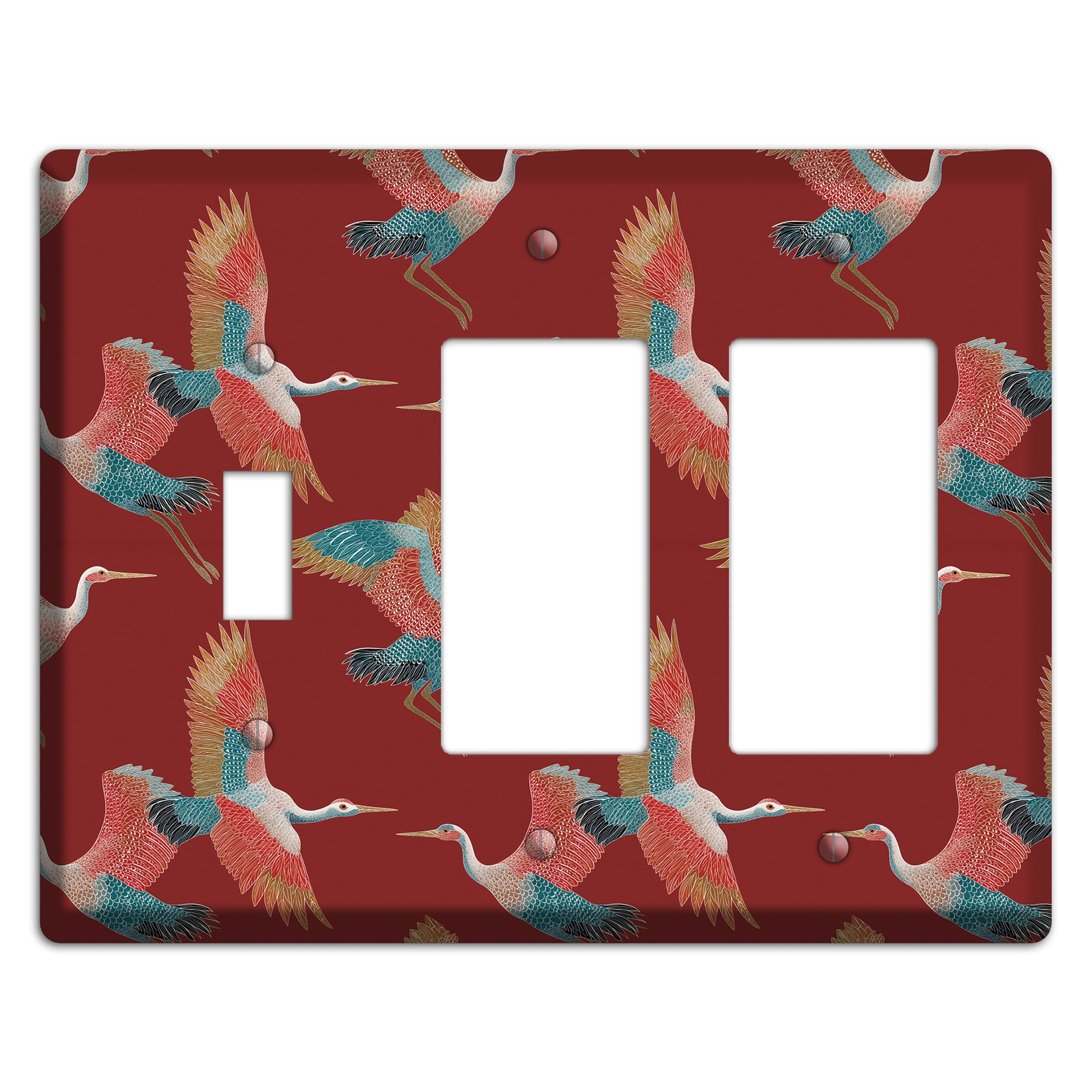 Crimson Heron Dance Toggle / 2 Rocker Wallplate