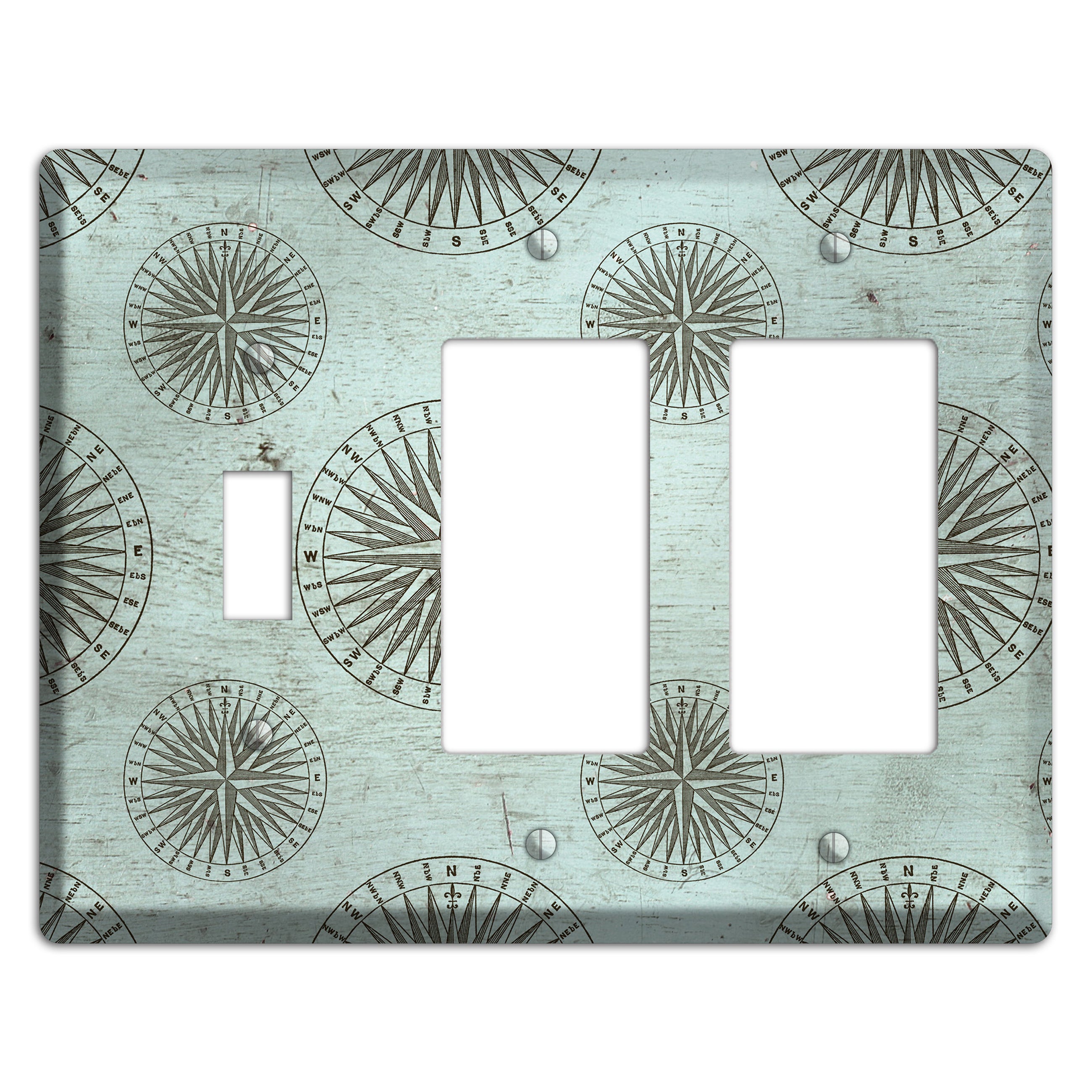 Compass & Current Toggle / 2 Rocker Wallplate