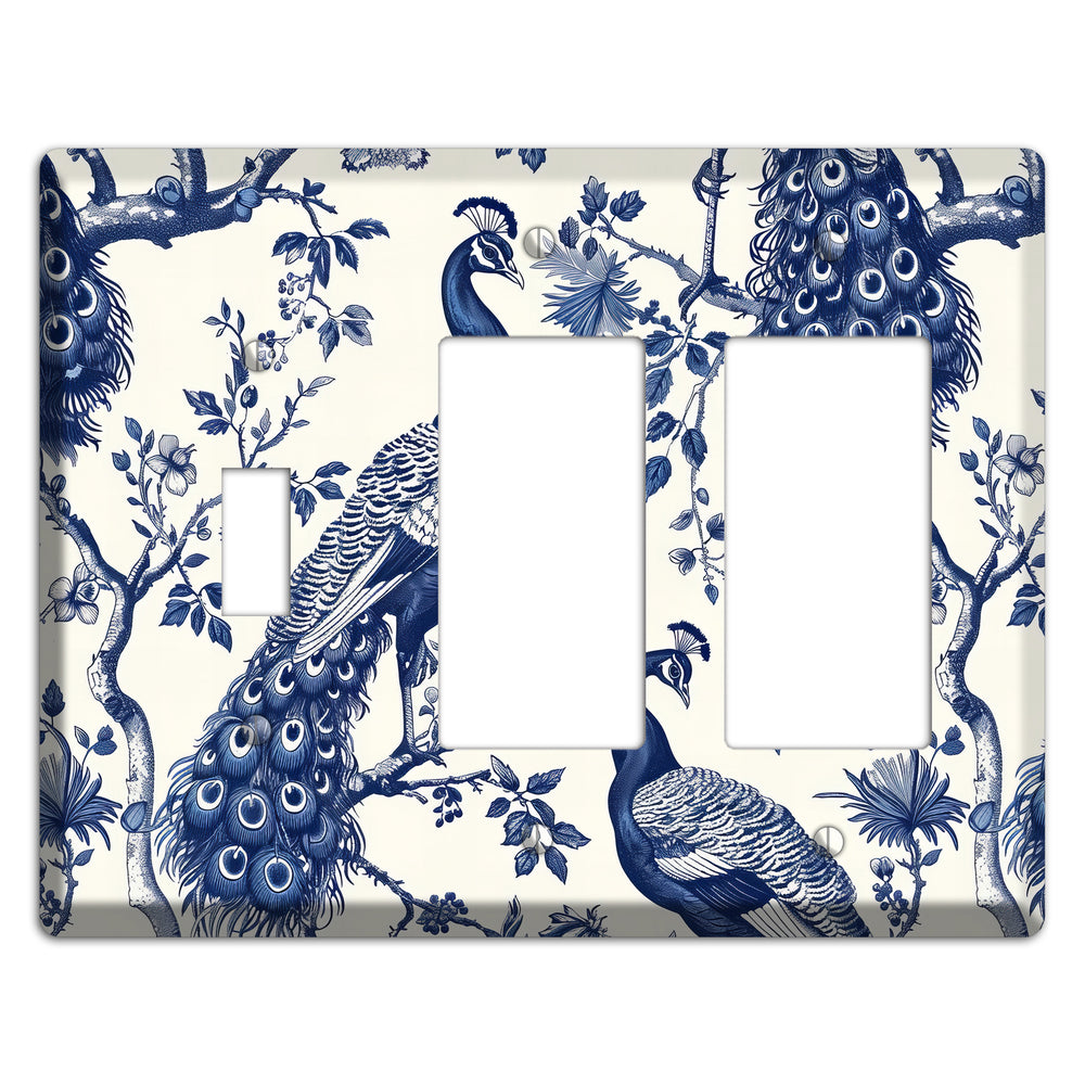 Peacock & Bough Toggle / 2 Rocker Wallplate
