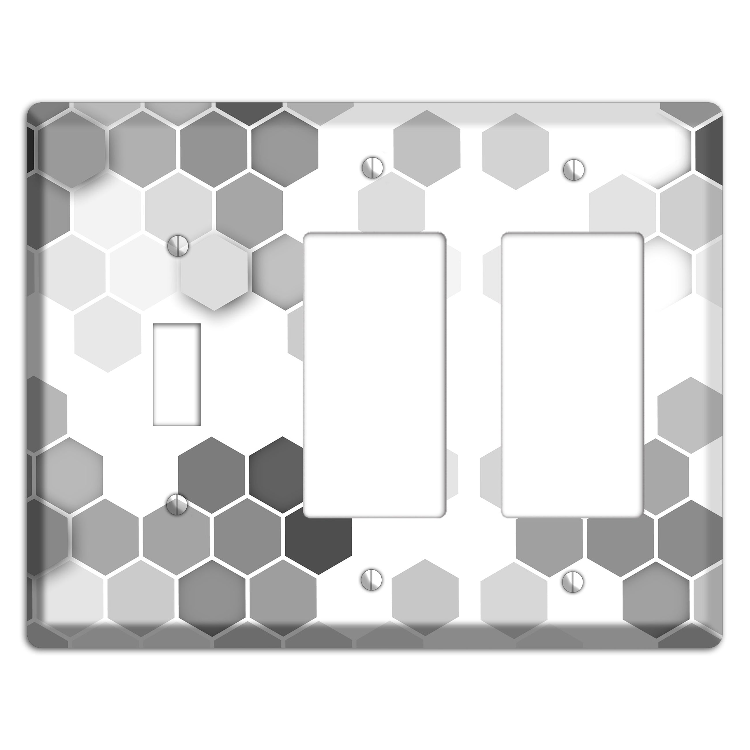 Monochrome Hexagon Tiling Toggle / 2 Rocker Wallplate