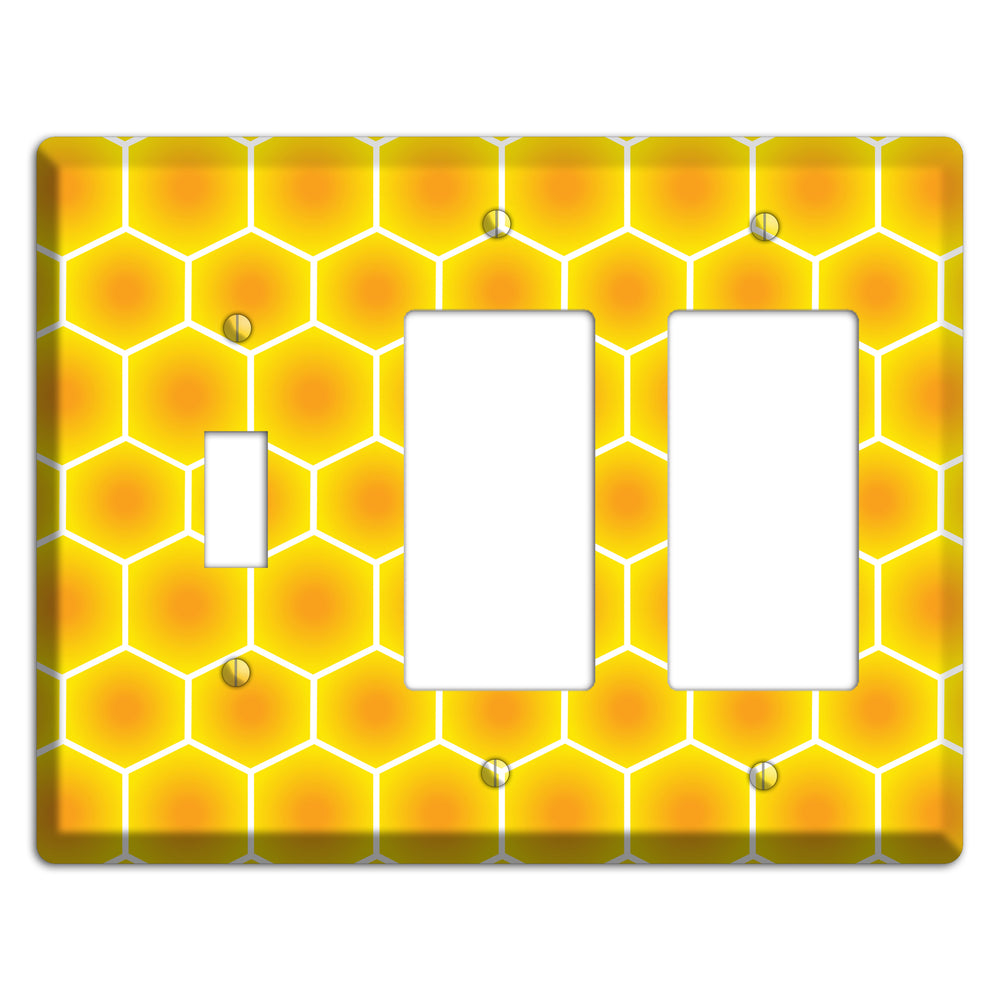 Liquid Gold Grid Toggle / 2 Rocker Wallplate