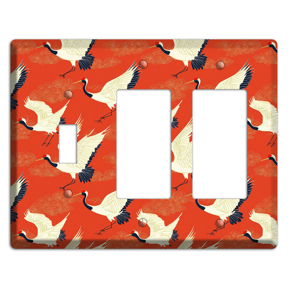Vermillion Crane Flight Toggle / 2 Rocker Wallplate