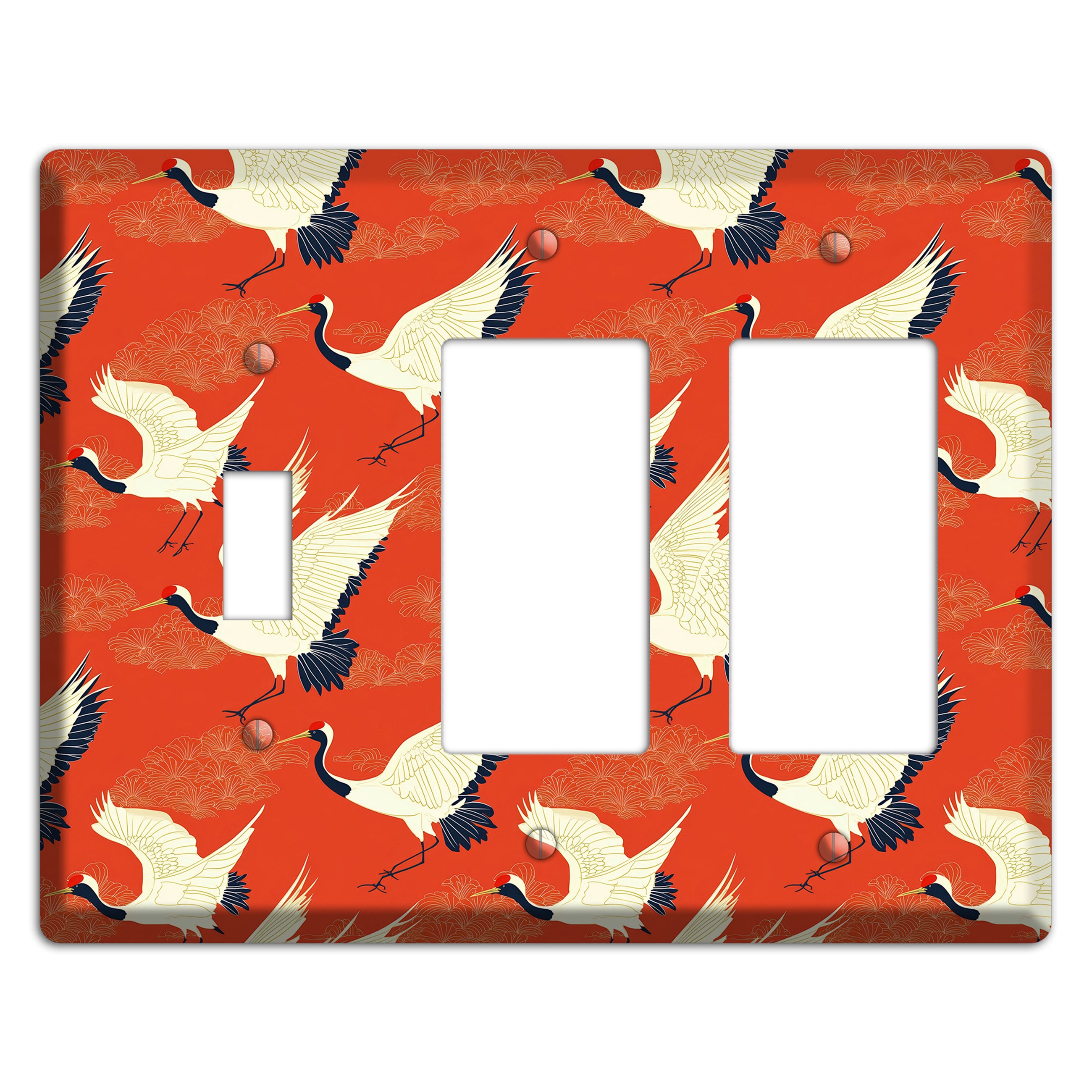 Vermillion Crane Flight Toggle / 2 Rocker Wallplate