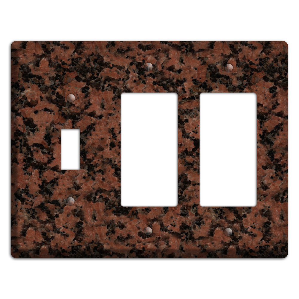 New Imperial Red Granite Toggle / 2 Rocker Wallplate