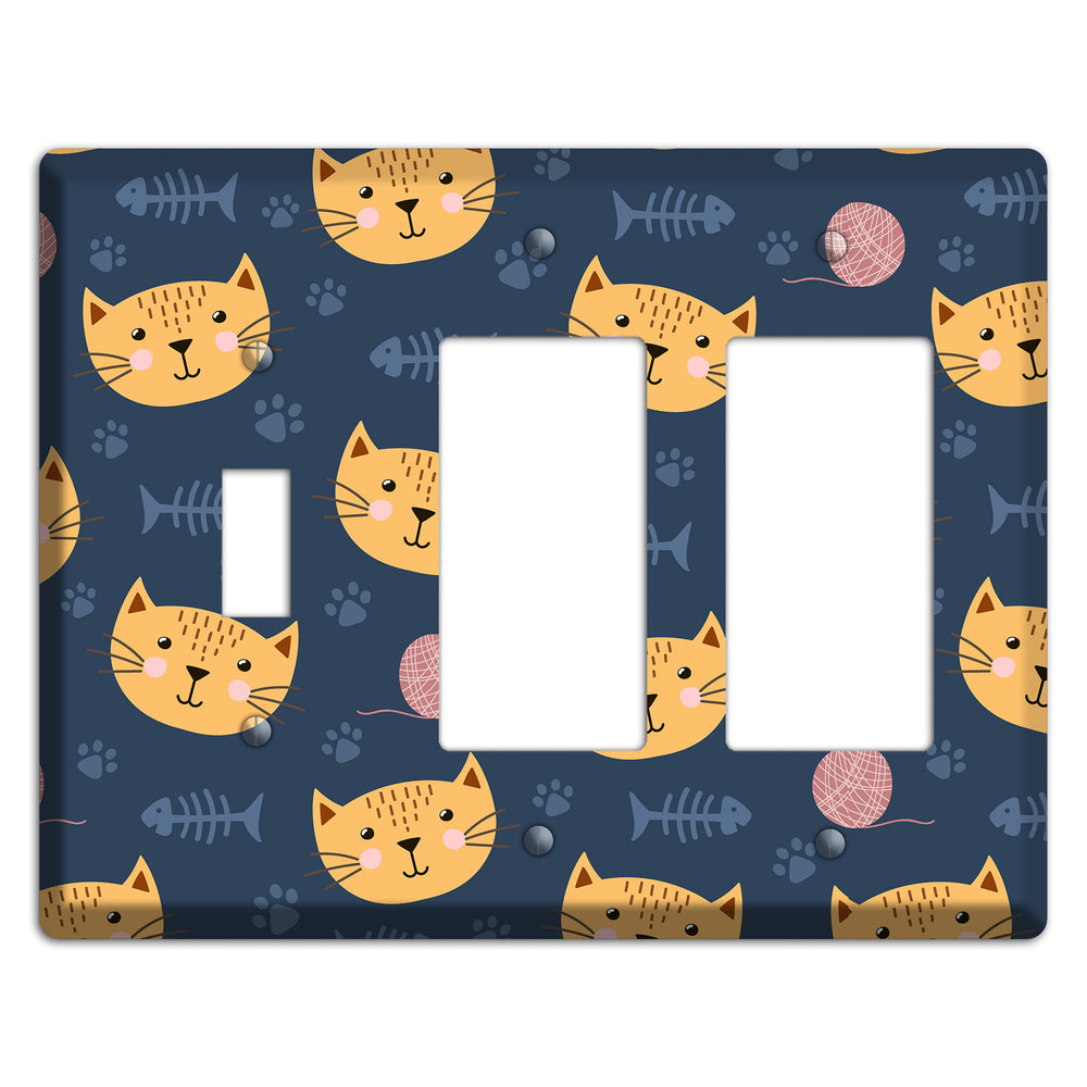 Cat Nap Parade Toggle / 2 Rocker Wallplate