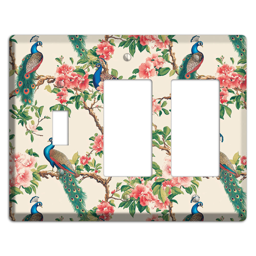 Peacock & Peony Court Toggle / 2 Rocker Wallplate
