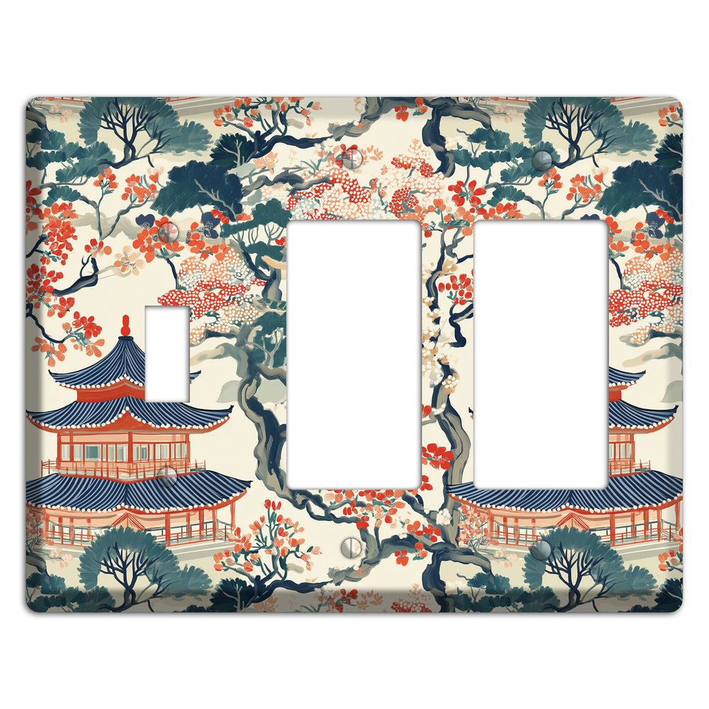 Blossom & Pagoda Toggle / 2 Rocker Wallplate