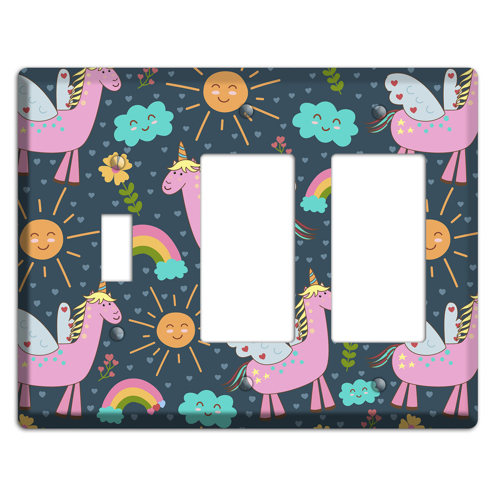 Magic Meadow (Navy) Toggle / 2 Rocker Wallplate