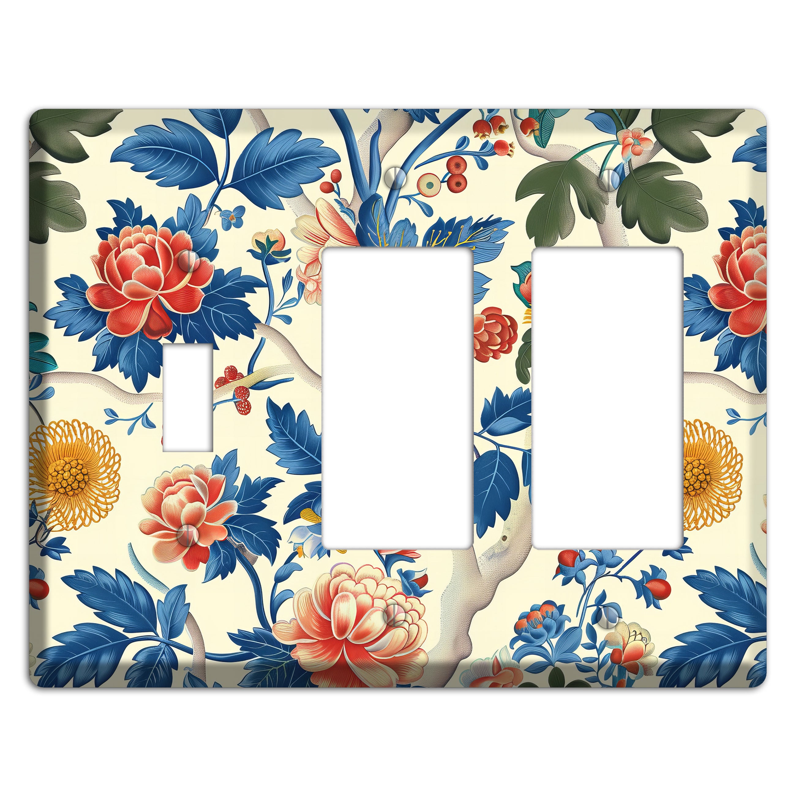 Porcelain Garden Riot Toggle / 2 Rocker Wallplate