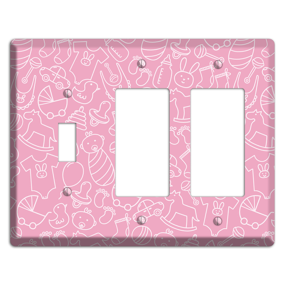 Line Art Baby Pink Toggle / 2 Rocker Wallplate