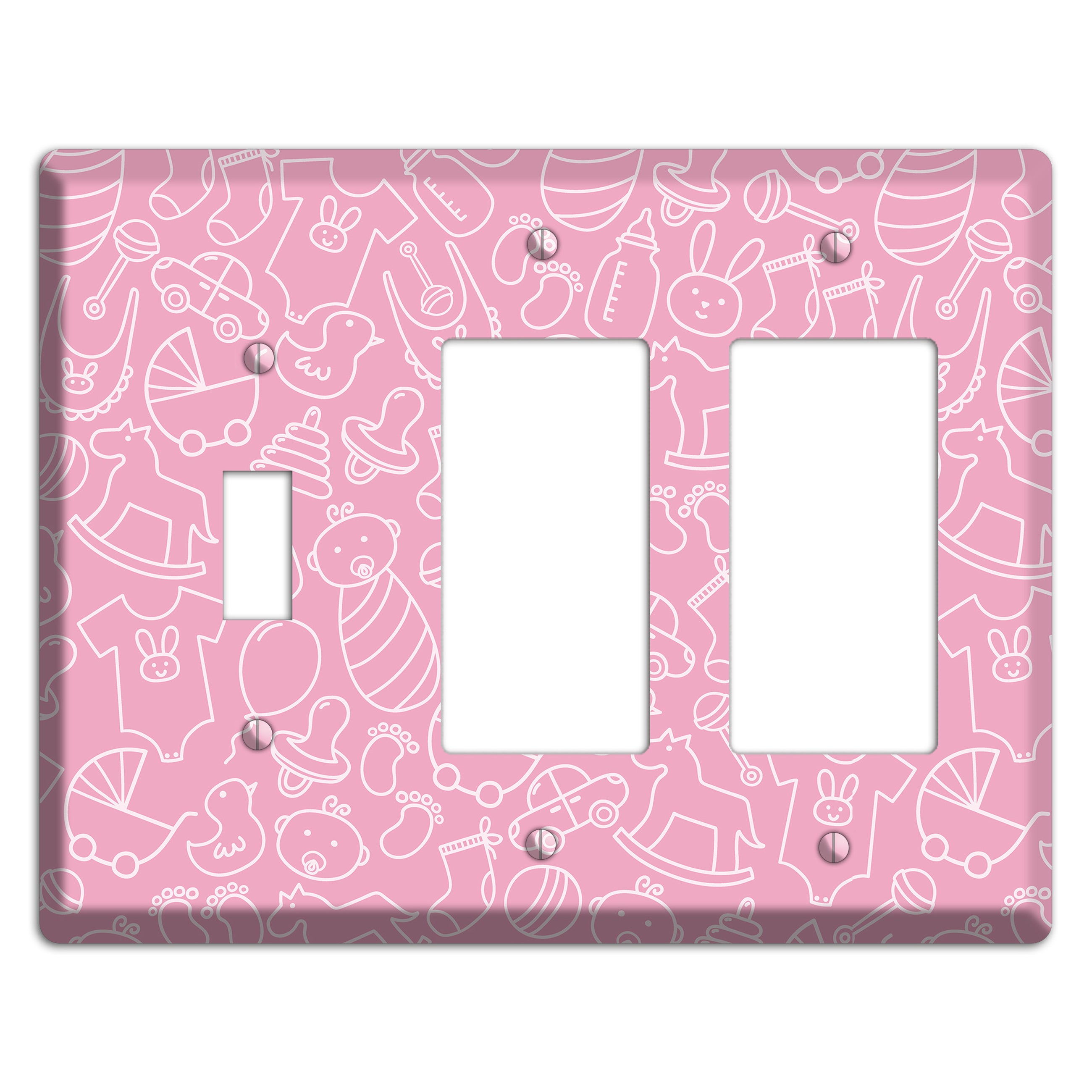 Line Art Baby Pink Toggle / 2 Rocker Wallplate